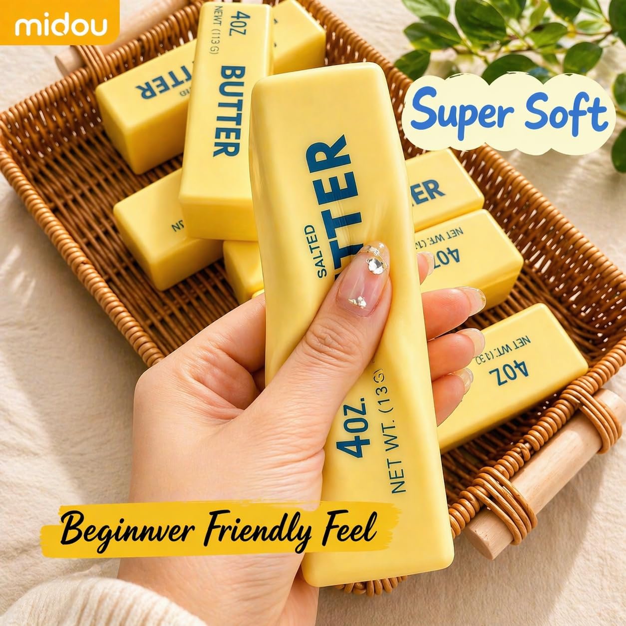 Midou Slow Rising Dumpling Squishy Butter Squeeze Toy Sensory Stress Relief Squishies Soft & Stretchy Fidget Toys for Anxiety Relief Party Favors 1Pcs with Smile Face