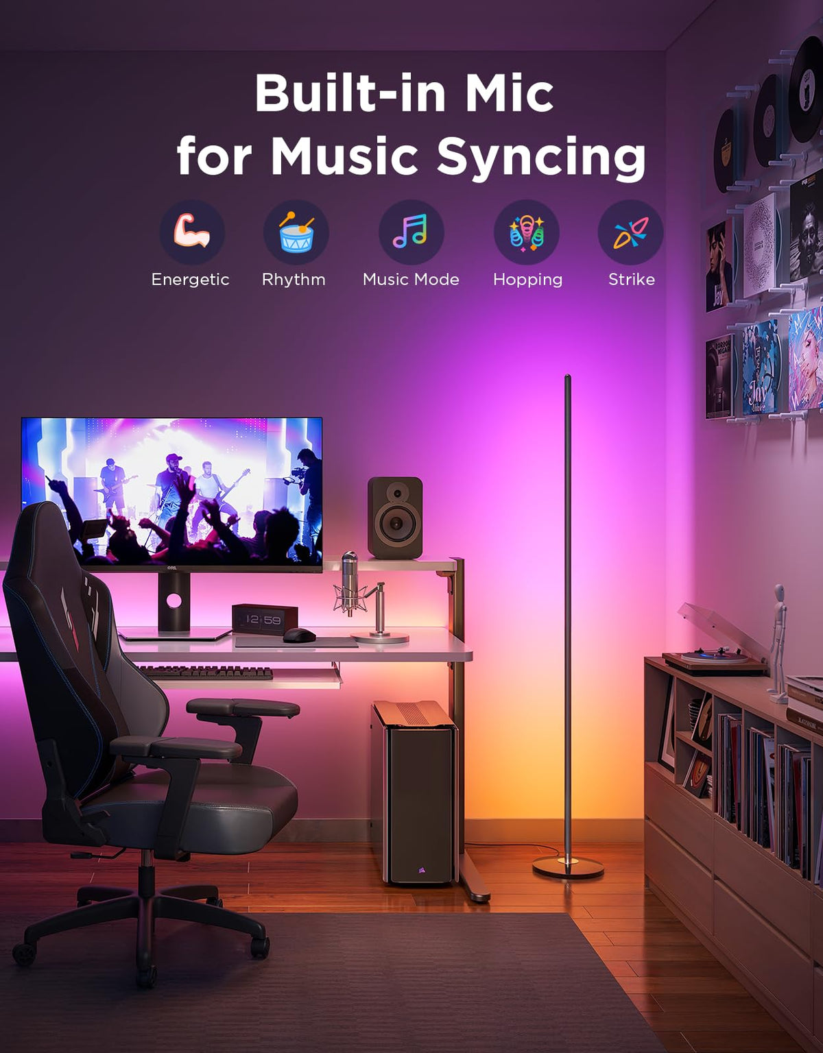 Govee RGBIC Floor Lamp Basic, 1000lm LED Corner Lamp, Black