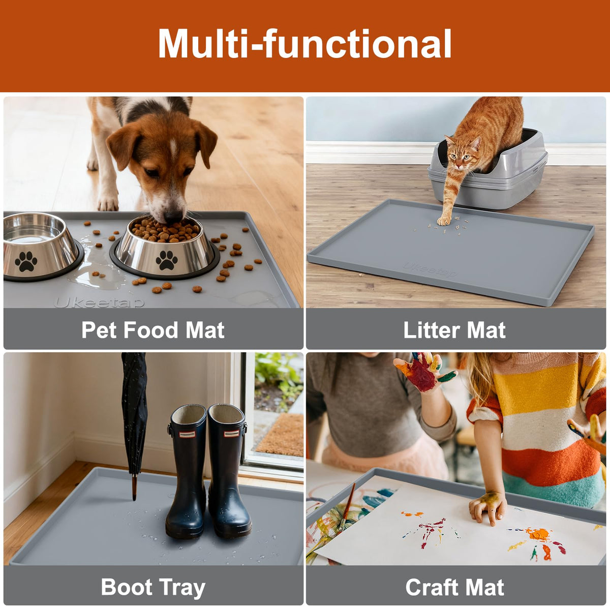 34" x 22" Extra Thick Silicone Mat Waterproof with Raised Edge,