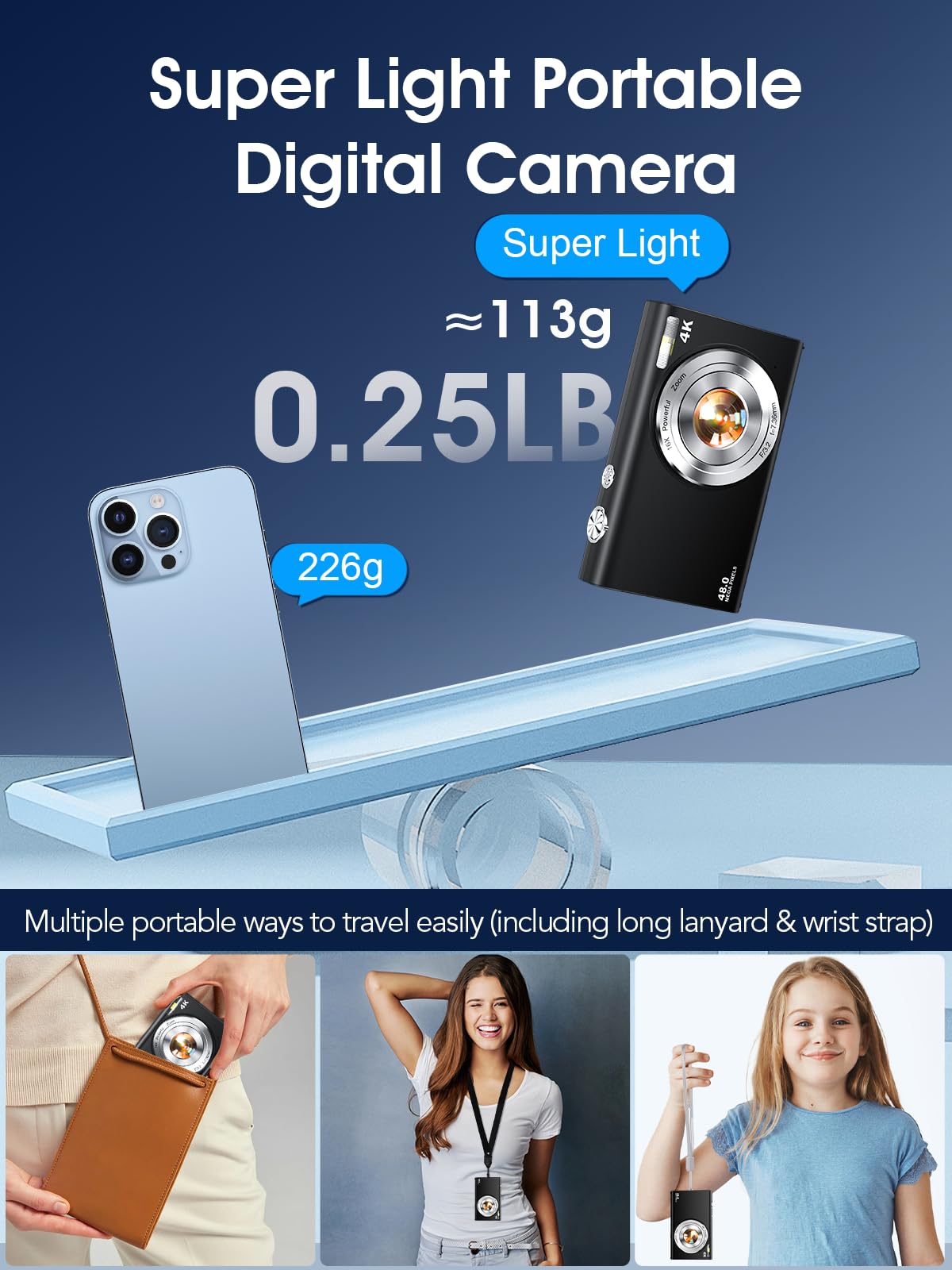 Digital Camera,Autofocus 4K 48MP Vlogging Camera for Photography,32GB Card