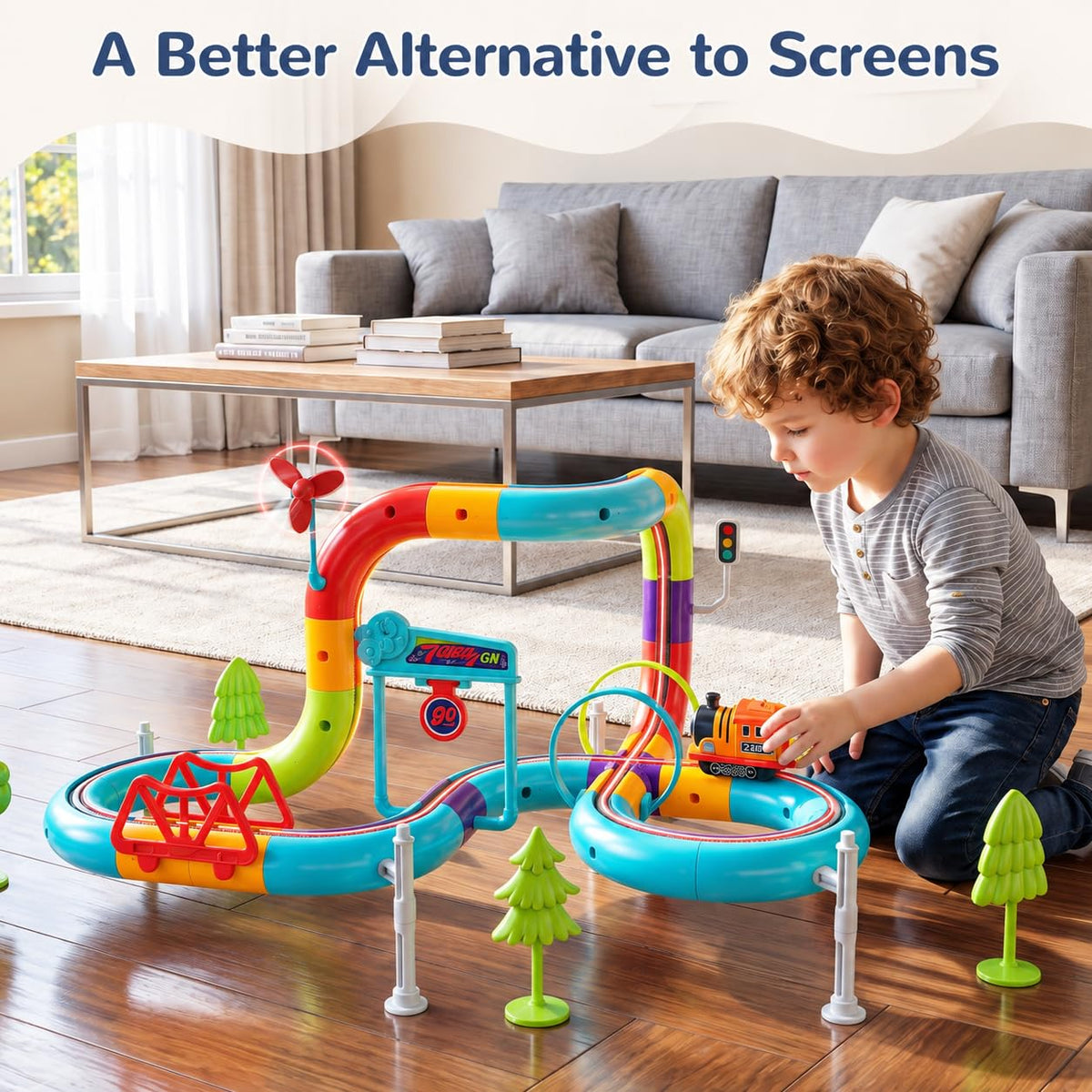Upgraded Electric Train Set for Kids & Toddlers, Race Track Toy for Ages 3+