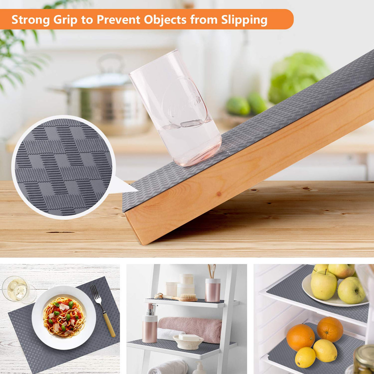 StaHom Shelf Liners for Kitchen Cabinets Non Adhensive,Gray 11.8"× 59"