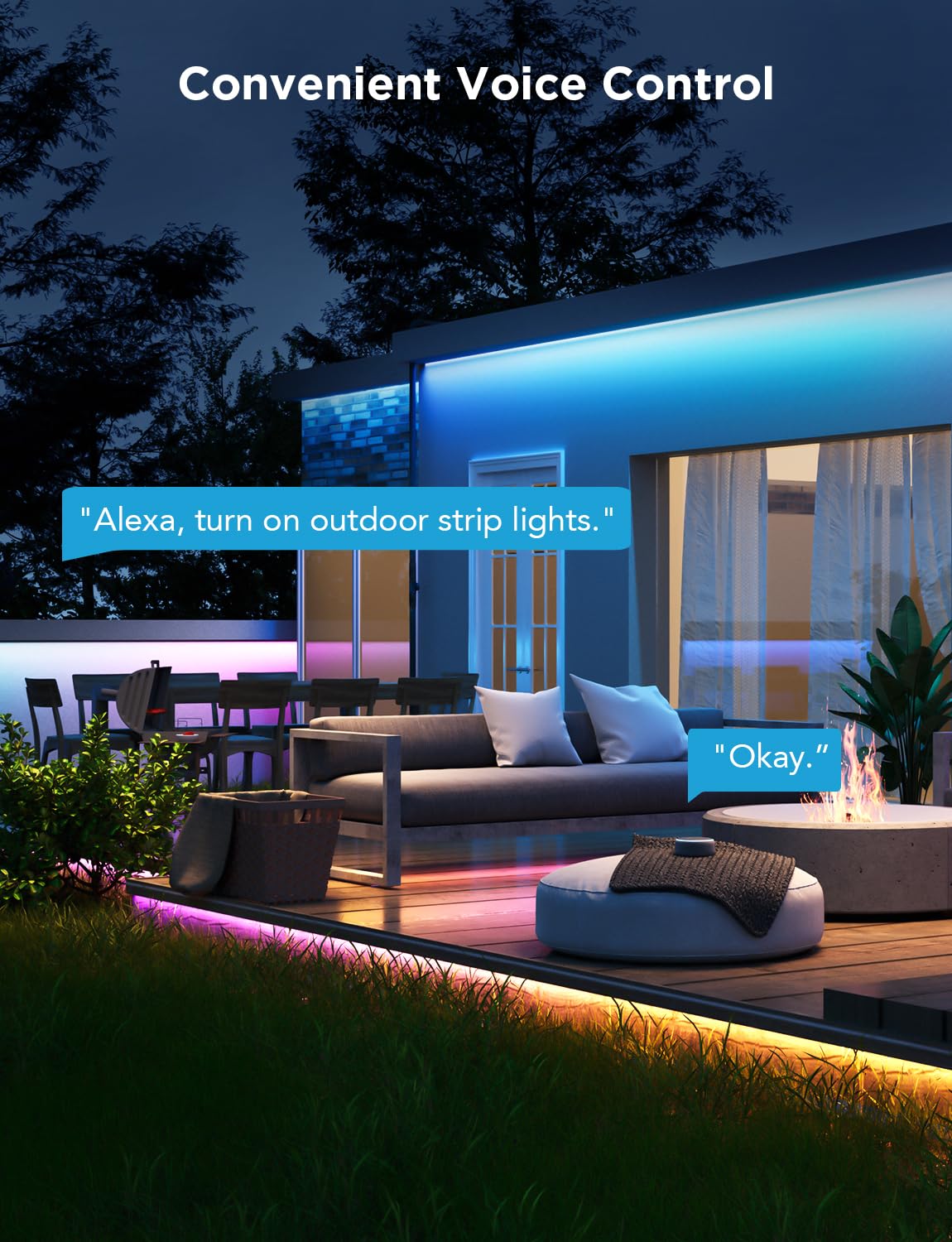 Govee Outdoor LED Strip Lights, 98.4ft Smart Outdoor Lights Work with Alexa and Google Assistant, App Control, IP65 Waterproof, RGBIC Lights for Patio, Eave, Party Decorations
