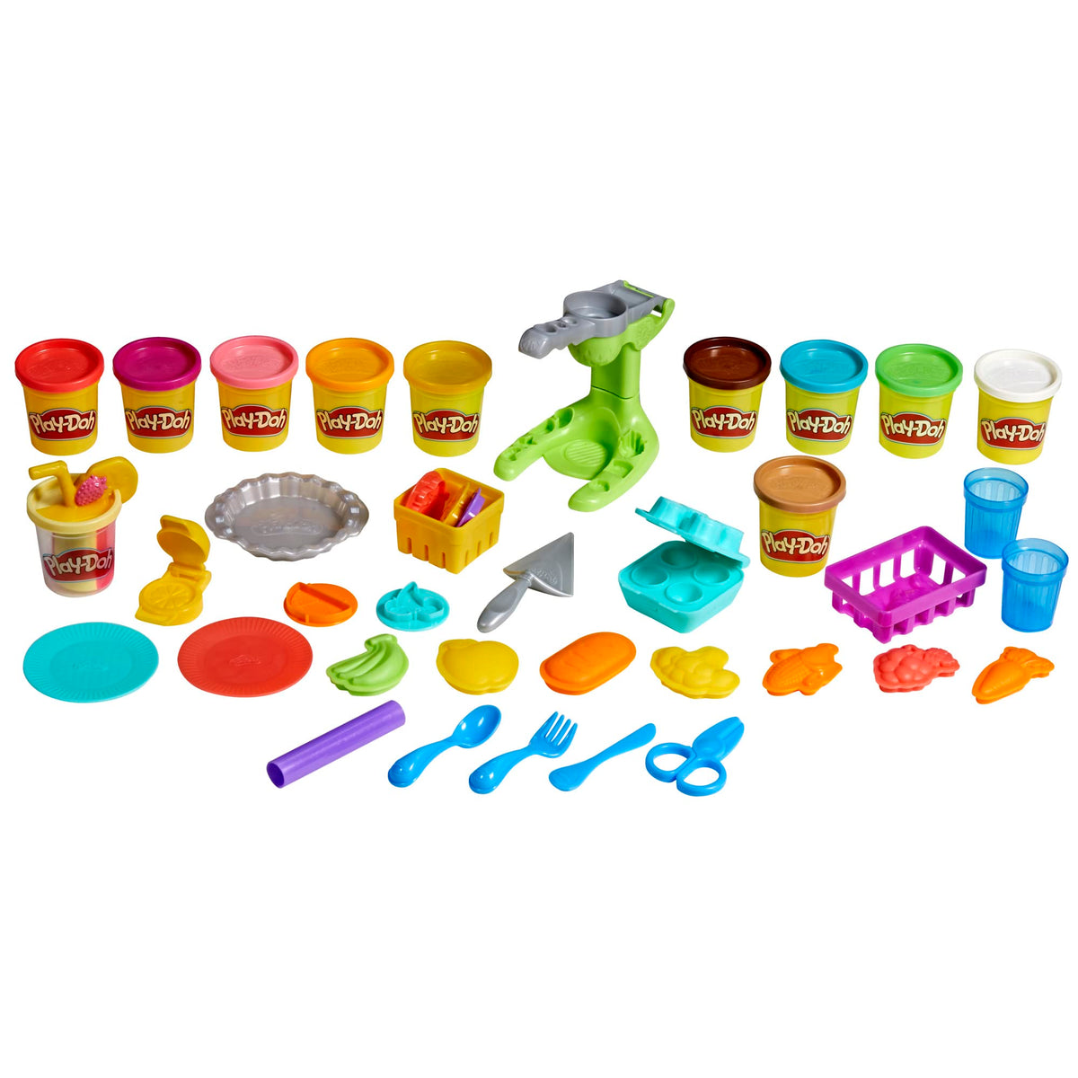 Play-Doh Farmer's Market Kitchen Playset, 28 Play Food Accessories & Tools, 11 Colors, Back to School Classroom Supplies, Preschool Toys, Ages 3+ (Amazon Exclusive)
