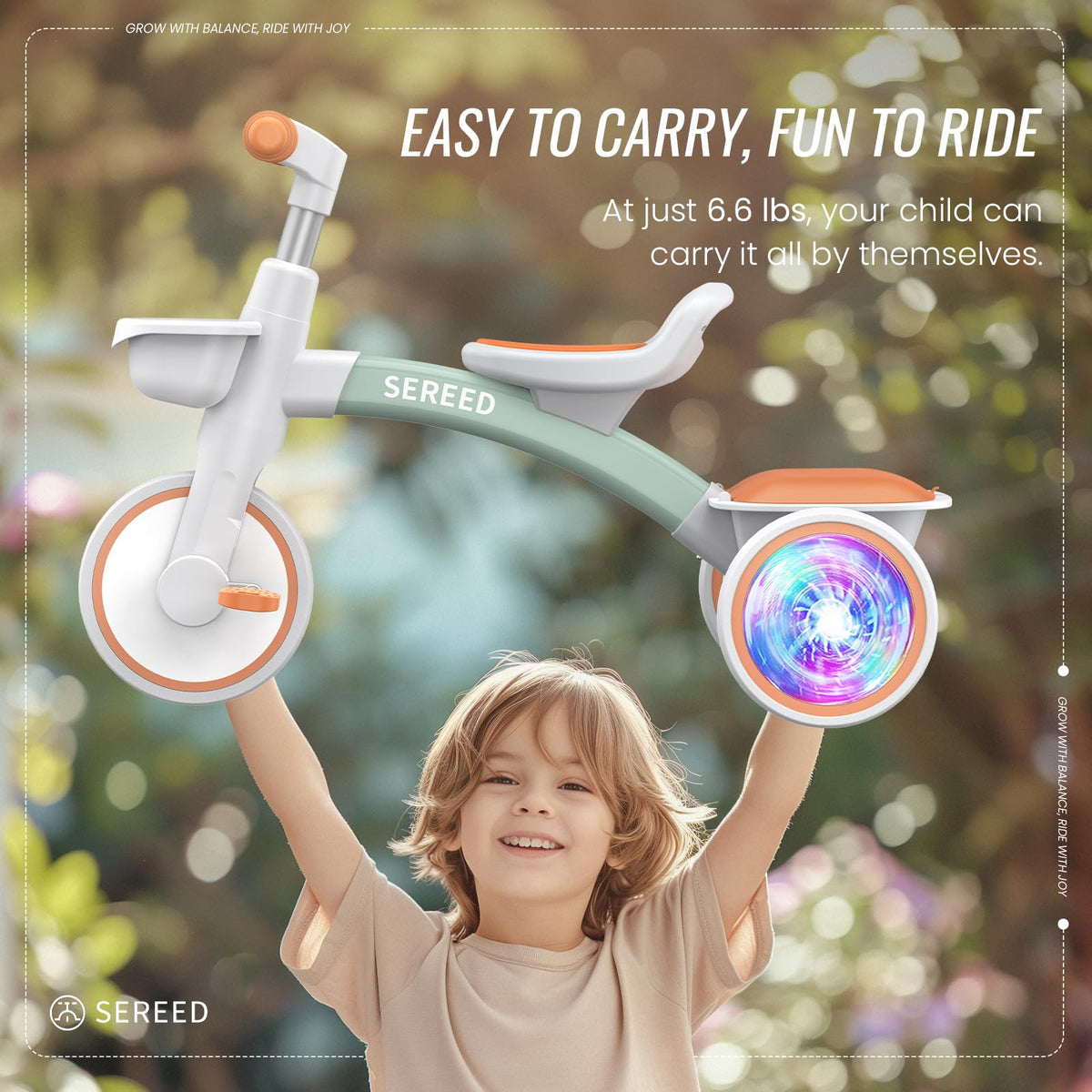 SEREED Colorful Lighting Kid Tricycle Gift Toy for Ages 2-5 Boys Girls