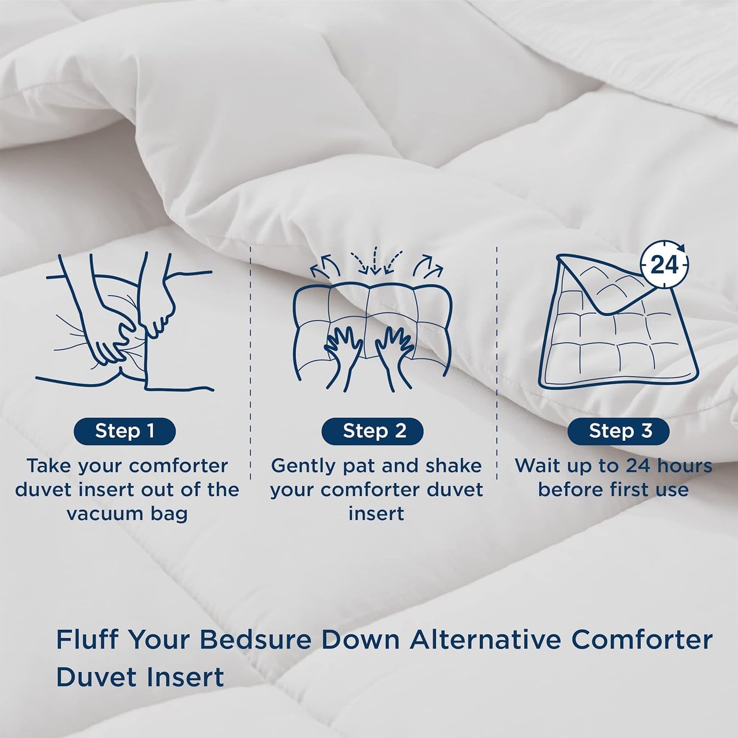 Bedsure Comforter Duvet Insert - Quilted Comforters Queen Size, All Season Duvet, GentleSoft Down Alternative Bedding, with 8 Tabs, Gifts for Women/Men, Light Grey, Queen 88 x 88 Inches
