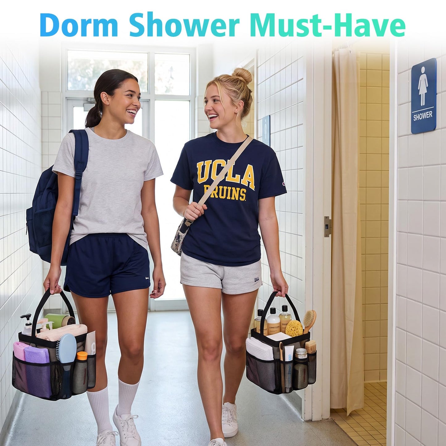 EUDELE Mesh Shower Caddy Portable for College Dorm Room Essentials, Shower Caddy Dorm with 9-Pocket Large Capacity for Beach, Swimming, Gym, Camping, Travel essentials