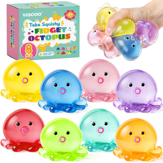 VISCOO 8 Pack Octopus Stress Balls for Kids, Slow Rising Squishy Toys