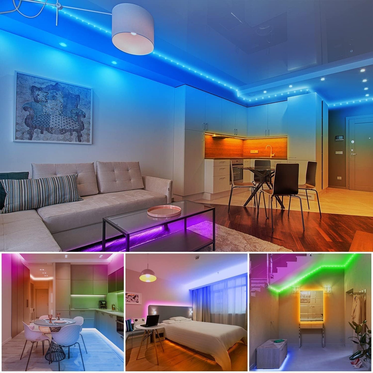dalattin Led Lights for Bedroom 130ft (2 Rolls of 65.6ft), Led Strip Lights with Remote & App Control, LED Light Strips for Decorative Purposes