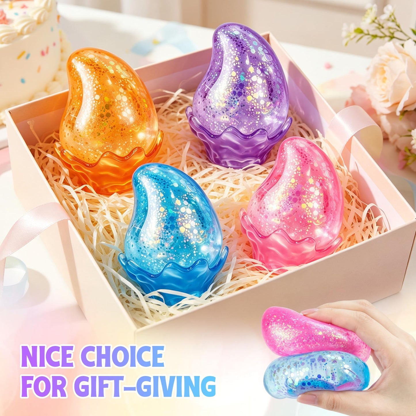 Water Drop Squishy Fidget Toys, Slow Rise Squishy Stress Balls Relief Toy, Squeeze Squishies Toys for Anxiety Relief, Sensory Squeeze Ball for Kids Adults, Office Classroom Party Favors
