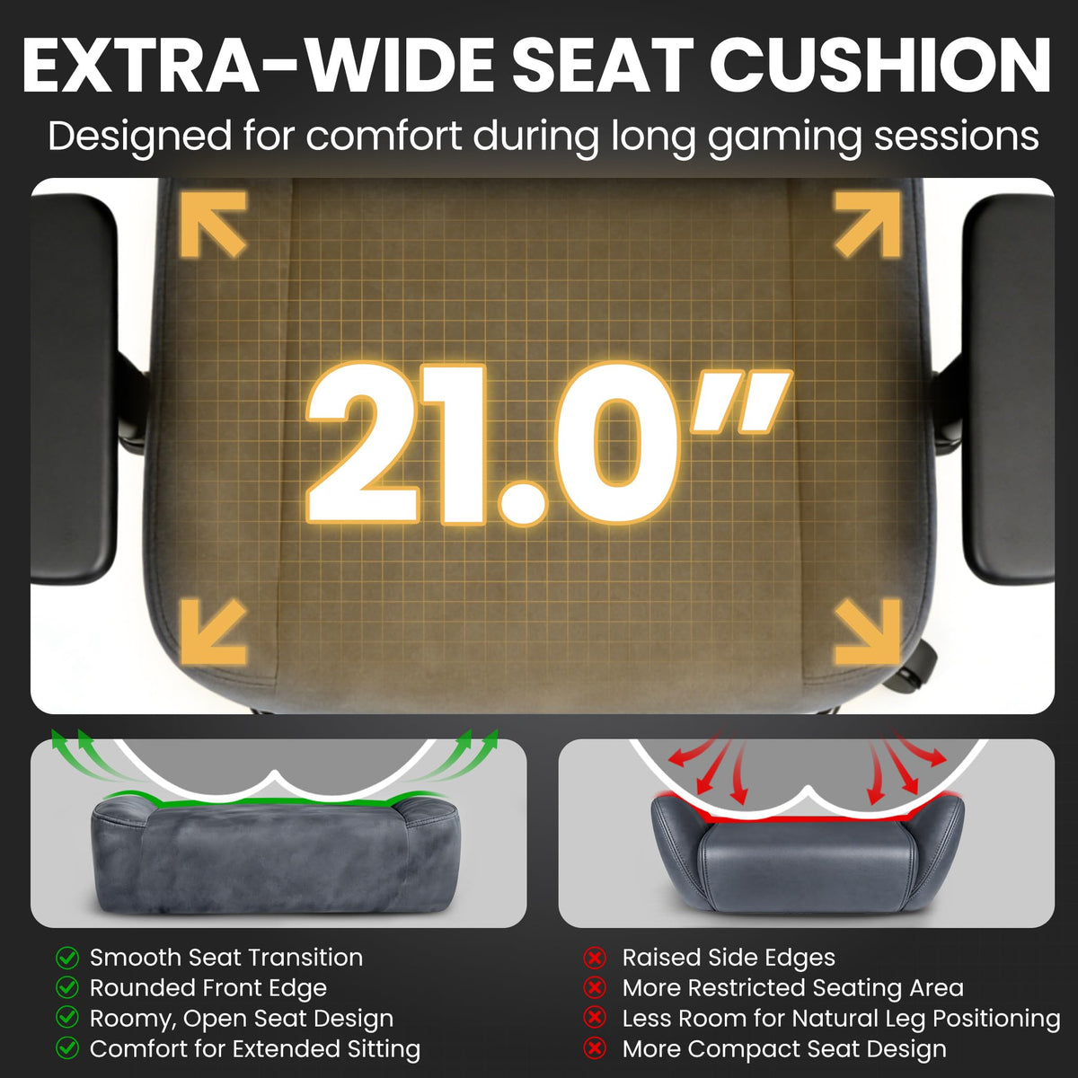 Video Gaming Chair for Adults with Footrest, Ergonomic Computer Chair, Gray