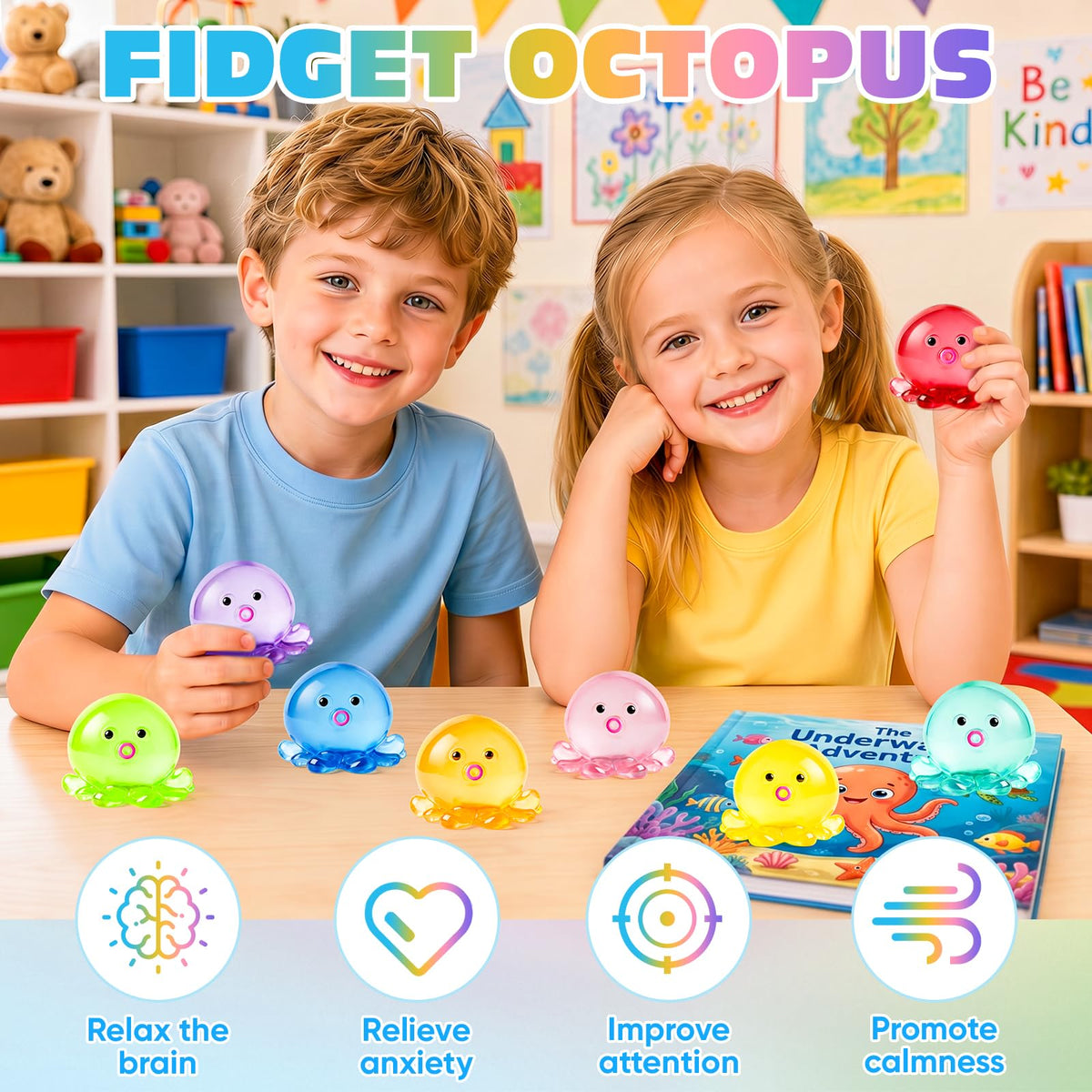 VISCOO 8 Pack Octopus Stress Balls for Kids, Slow Rising Squishy Toys