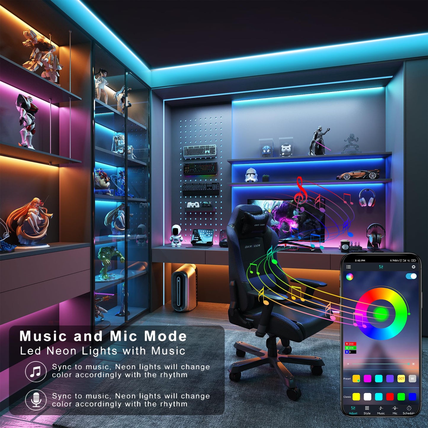 GANZQH 50FT RGB Led Lights for Bedroom with Remote & App Control Music Sync