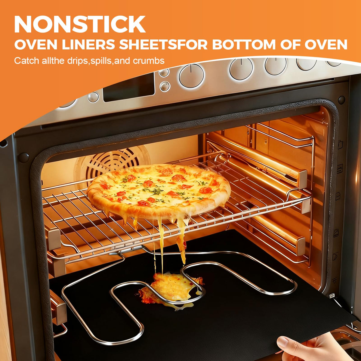 3 Pack Oven Liners for Bottom of Oven, 17"x 25" Non-Stick Reusable Oven Mat