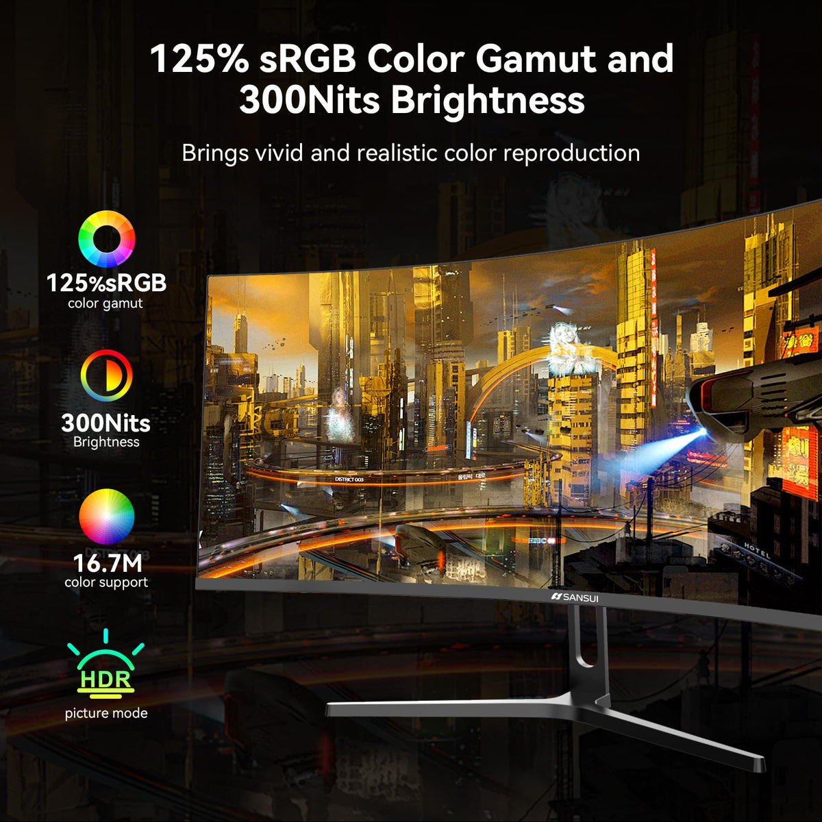 SANSUI 32 Inch Curved 240Hz Gaming Monitor High Refresh Rate, FHD 1080P