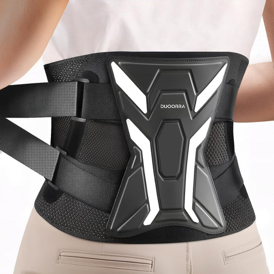 Duoorra Back Brace for Men & Women Lower Back Pain Relief, Sciatica Pain Relief, Herniated Disc, Scoliosis-Breathable Back Support Brace with 26° Ergonomic Bionic Curve Support Stays
