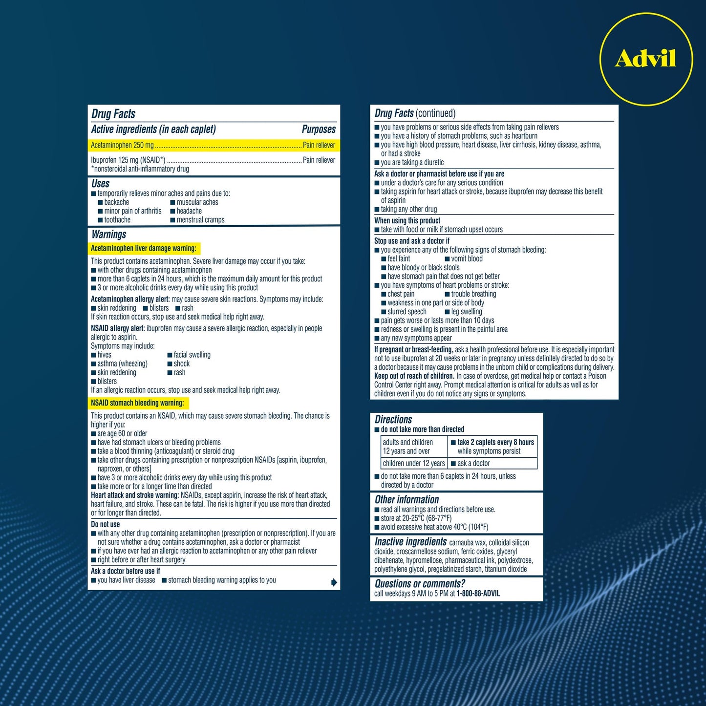 Advil Dual Action Back Pain, Ibuprofen 125mg, 144 Caplets