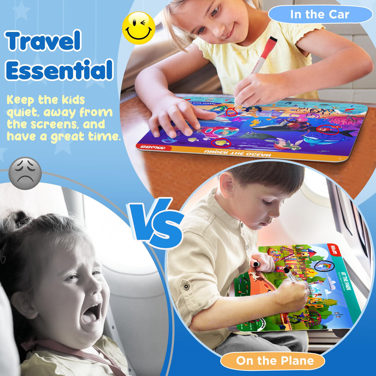 BBWOO Search and Find Activity Book, Reusable Travel Game Toys for Kids 3-8