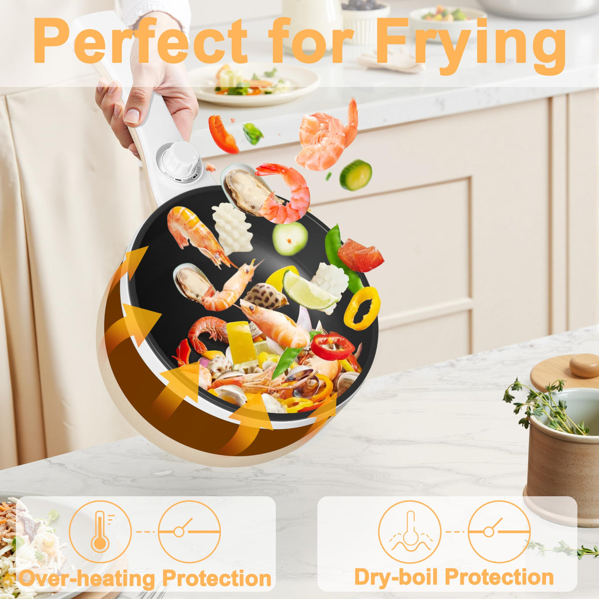 Dezin Electric Pot with Steamer, 1.5L Non-Stick Portable Hot Pot Electric