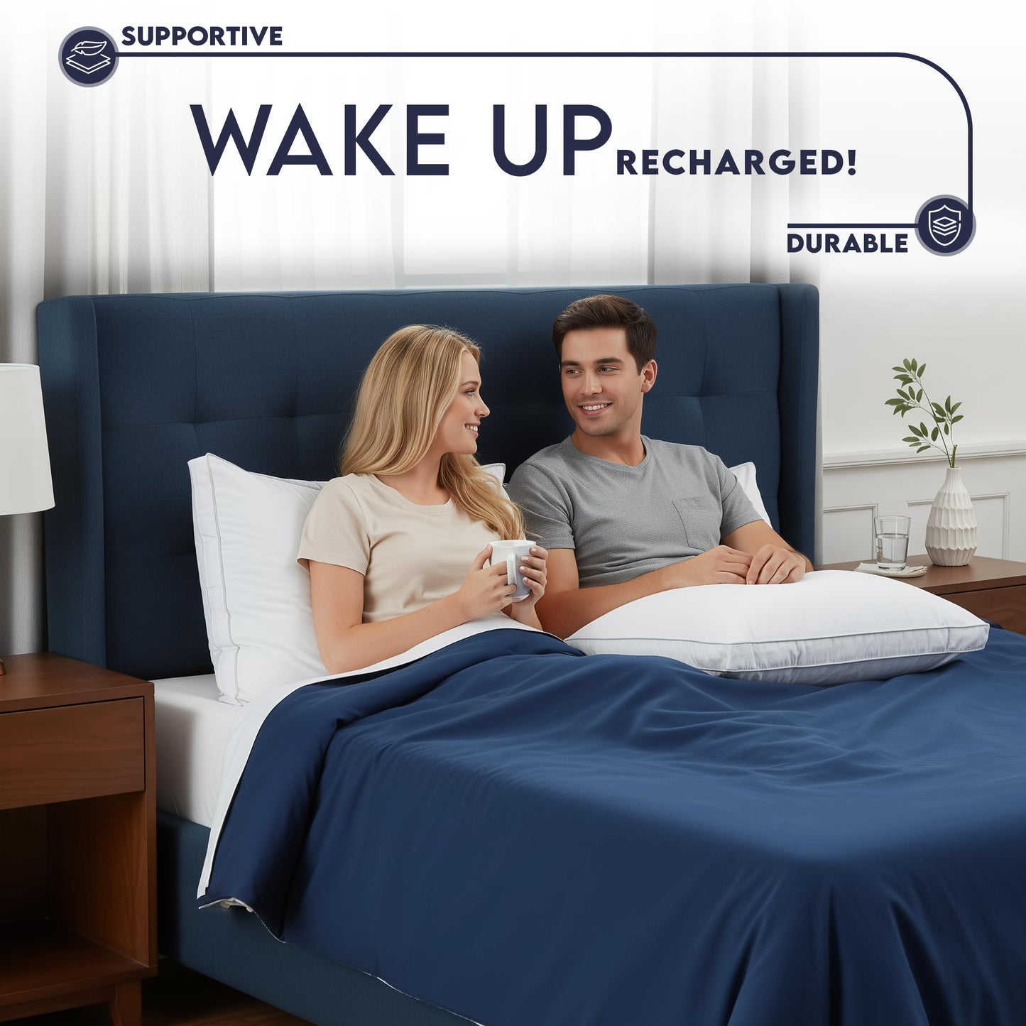 Utopia Bedding Gusset Bed Pillow, Hotel Pillows Queen Size Set of 2, White