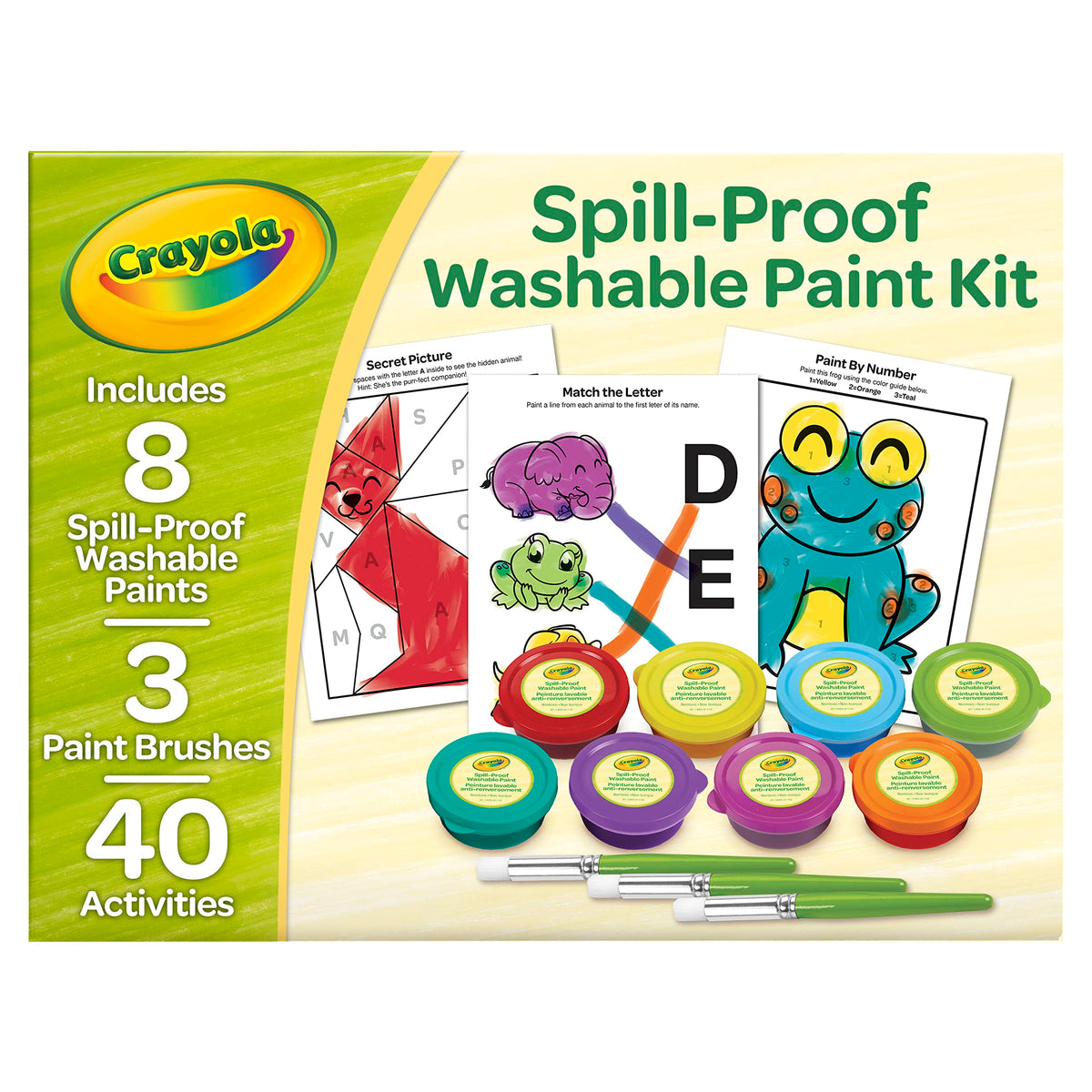 Crayola Spill Proof Paint Set (8ct), Washable Toddler Paint Kit