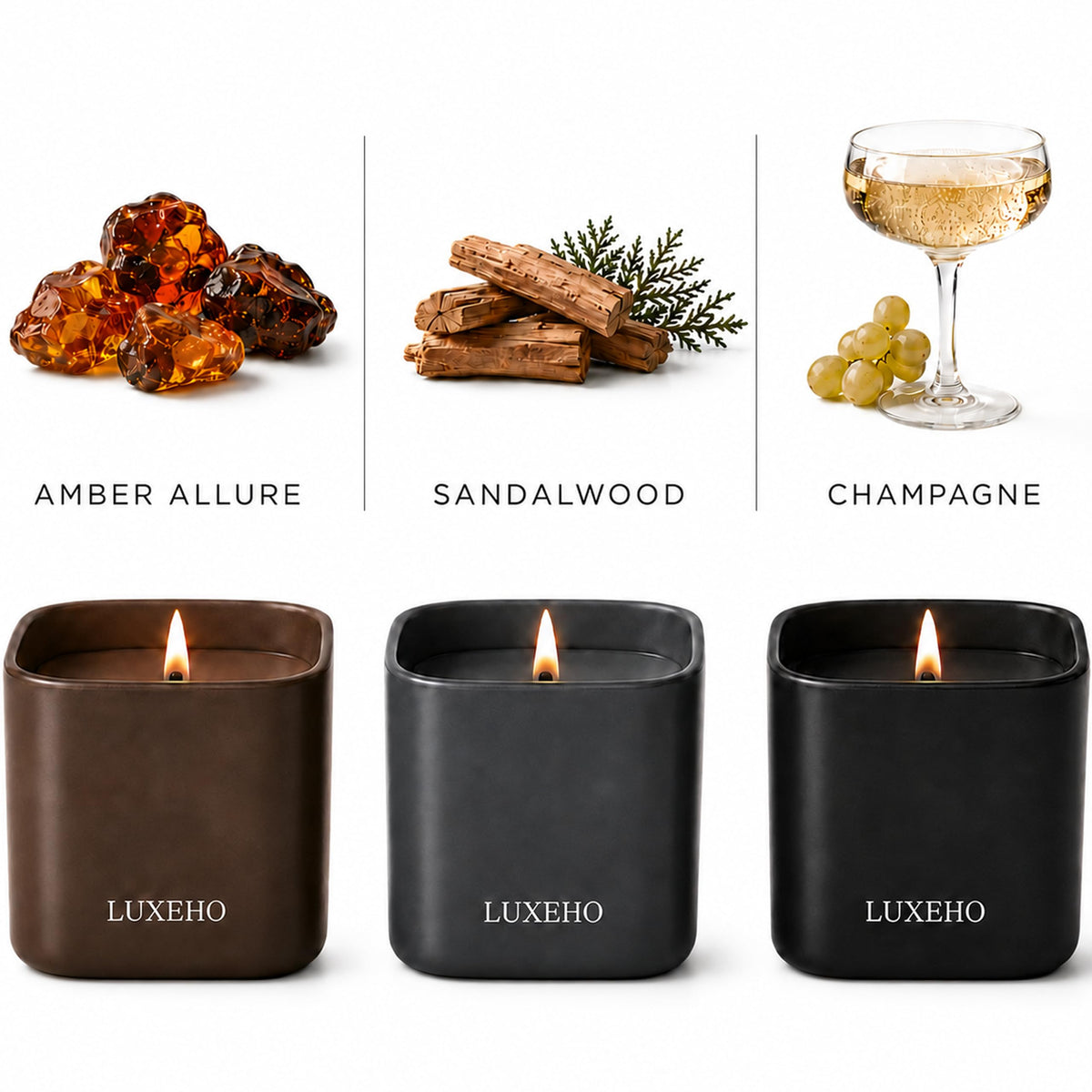 Luxury Scented Candle Gift Set, 3-Pack Soy Candles for Home by LUXEHO