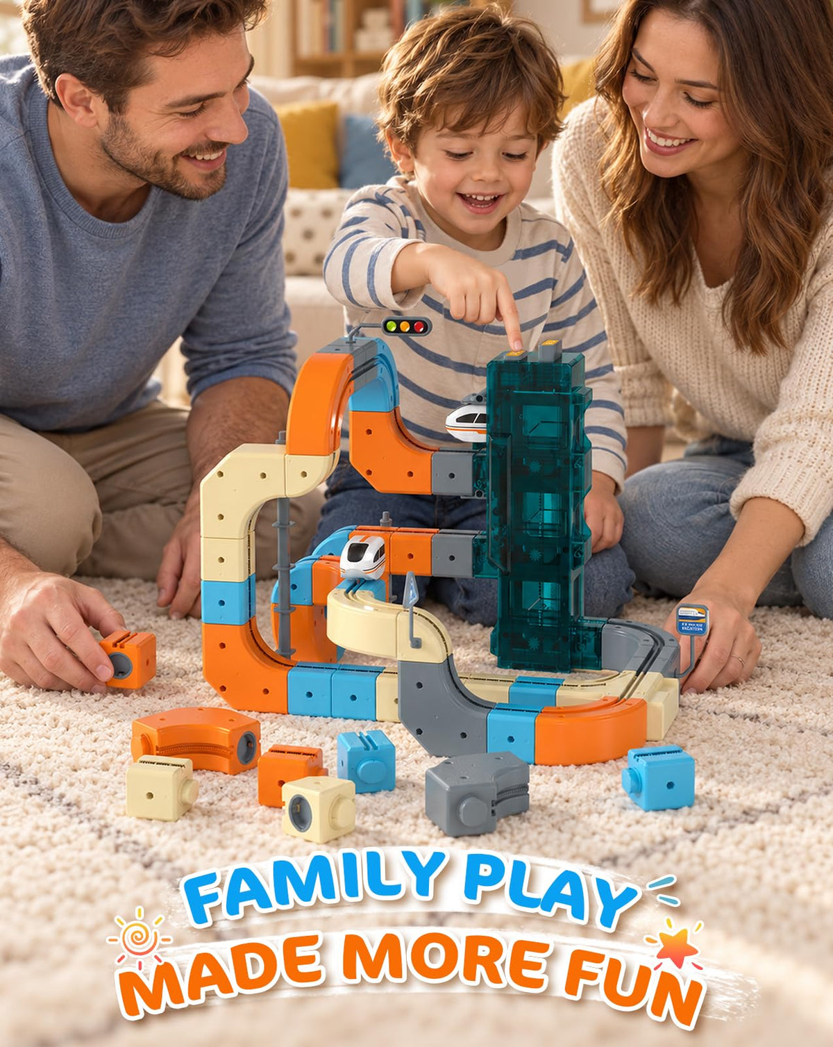 106PCS 3D Electric Train Track Toy Set for Kids with Interactive Elevator