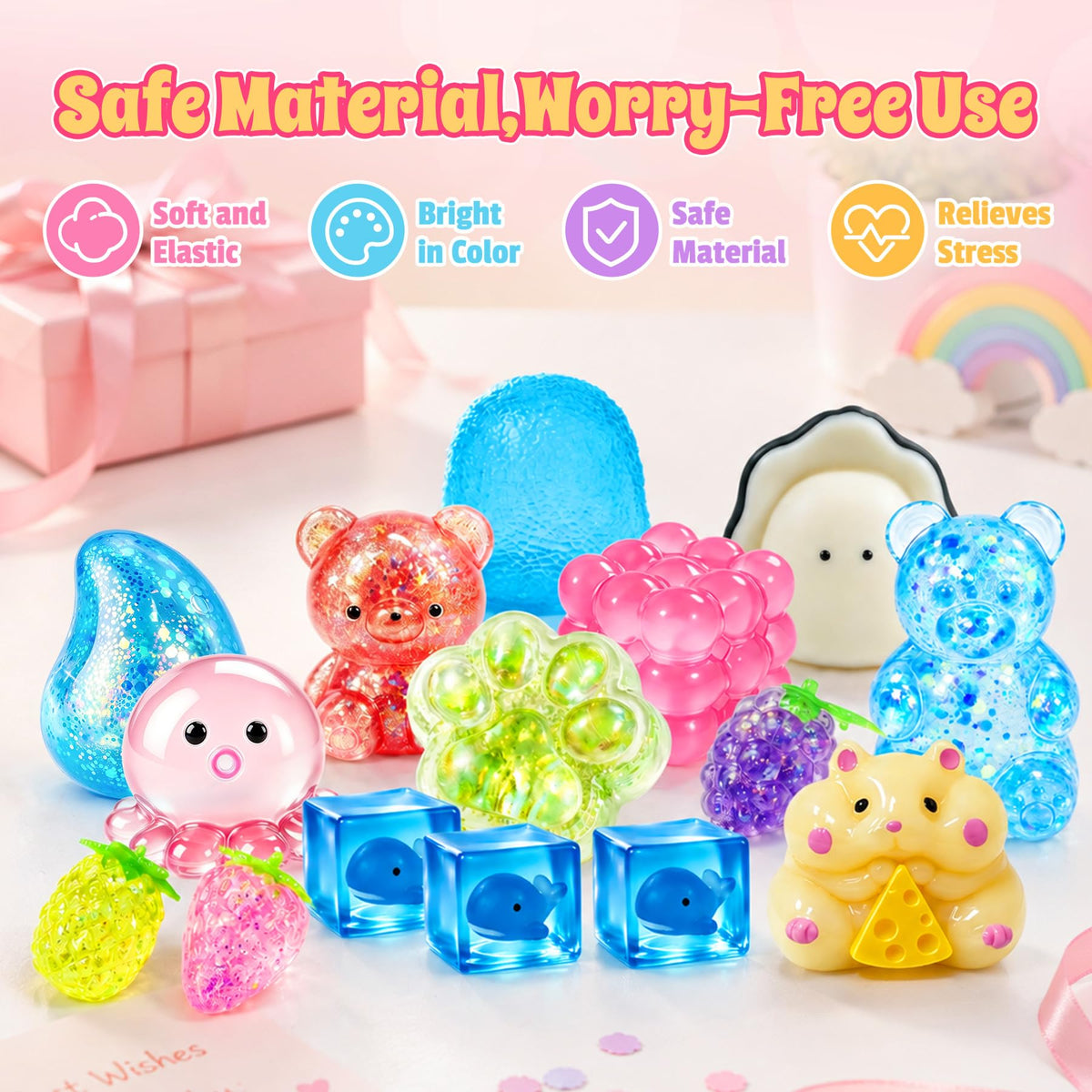 22Pcs Squishy Fun Box, Squishy Toys Kit Fidget Toys for 4-8 8-12