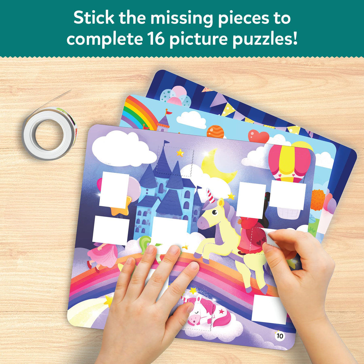 Skillmatics Puzzle Activity – Tape It Unicorn & Princess Sticker Puzzles