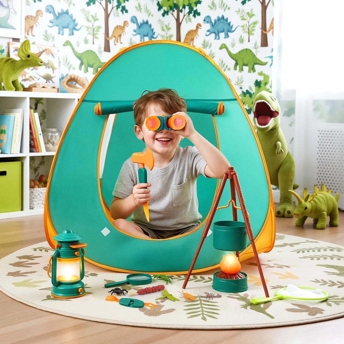 Meland Camping Play Set for Children 3-6, Pretend Adventure Toy Gift