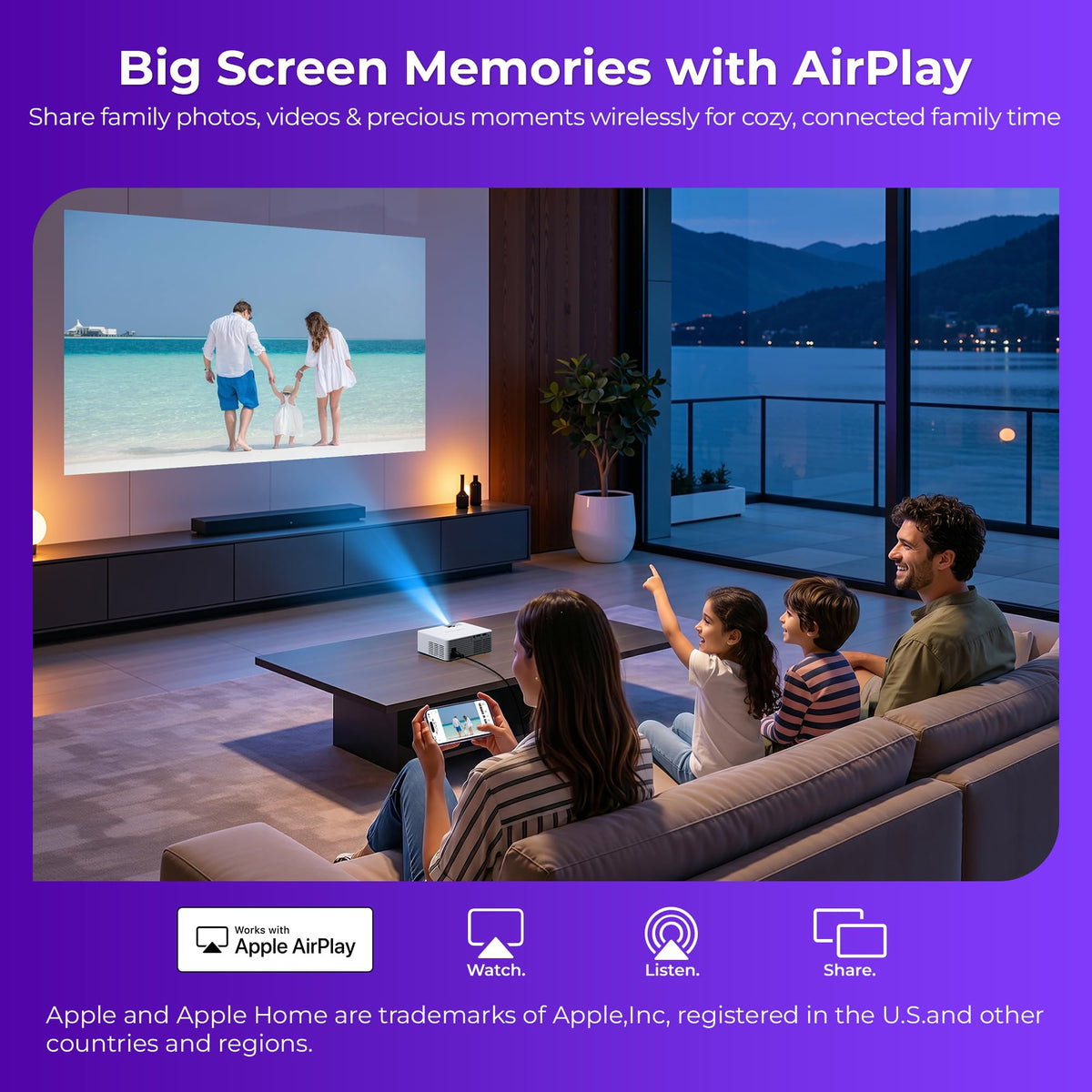 ELEPHAS Roku TV Smart Projector with Wi-Fi and Bluetooth