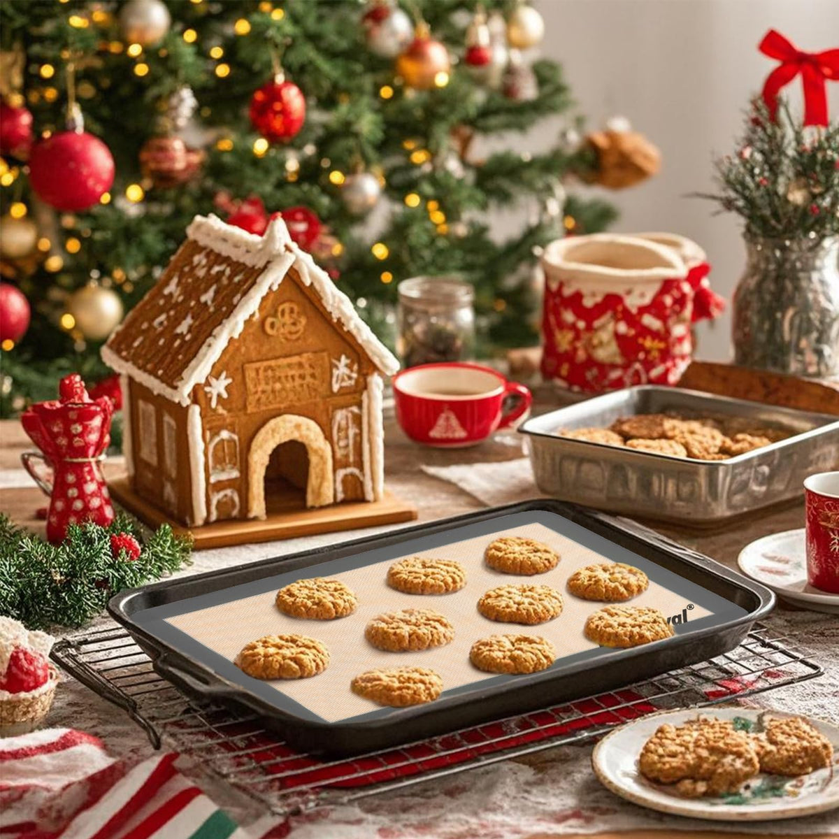 whisrvival 4 Pcs Silicone Baking Mat, Non-Stick, Reusable, Easy Cleanup