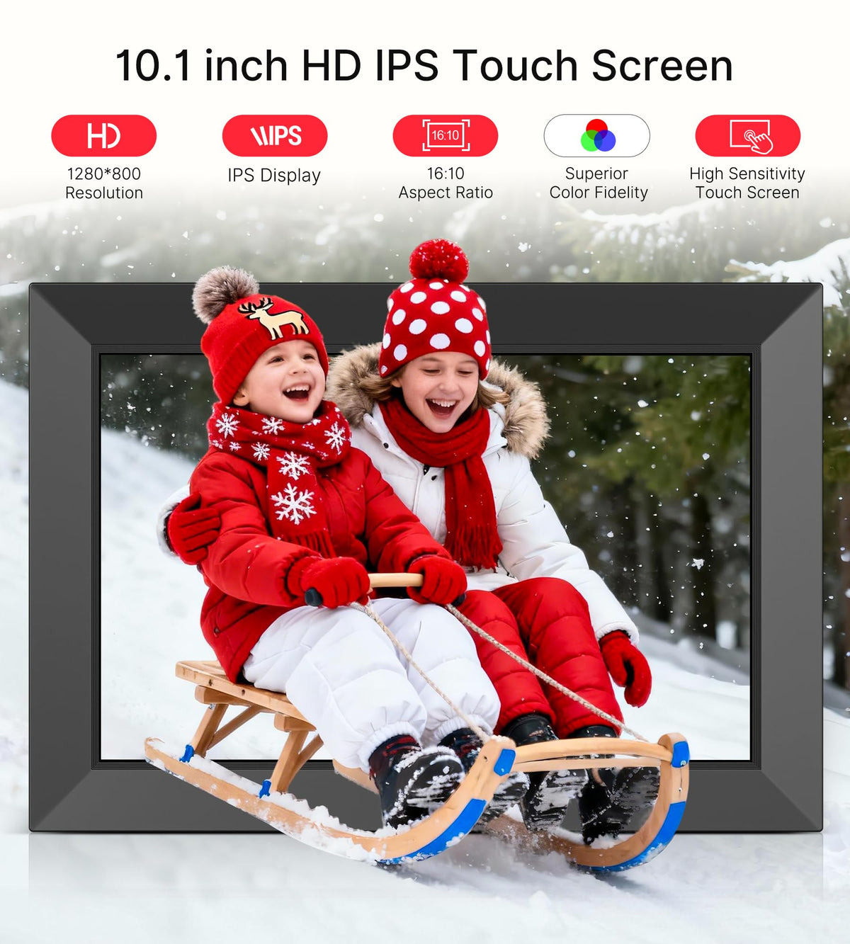 Frameo Digital Picture Frame 10.1" Electronic Photo Frames WiFi 32GB Memory