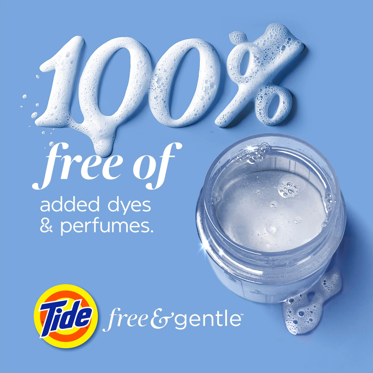 Tide Free & Gentle Liquid Laundry Detergent, 100 Loads, 132 fl oz, Tide Laundry Detergent, Clean Laundry Detergent