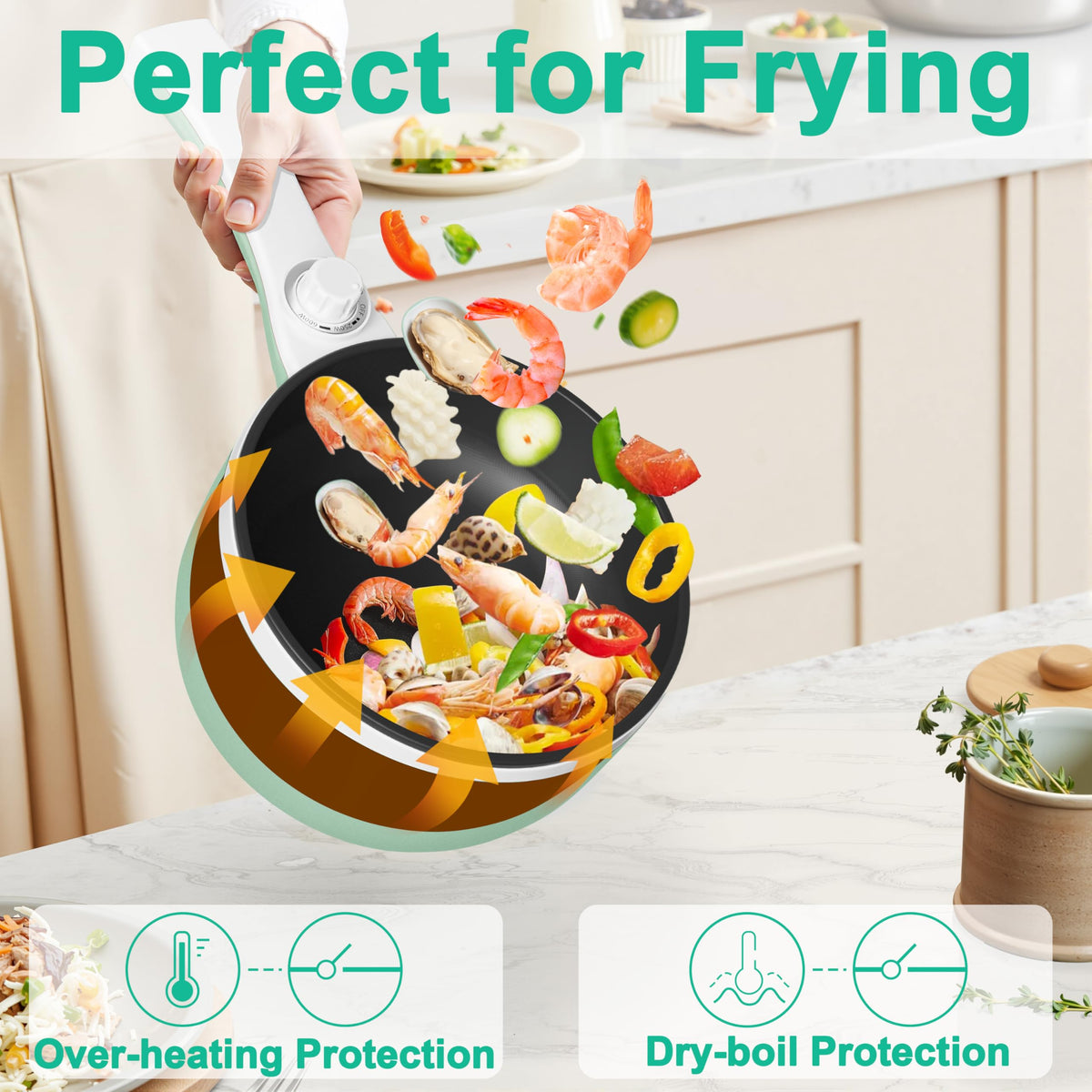 Dezin Hot Pot Electric, 1.5L Non-Stick Portable Electric Pot, Dual Power