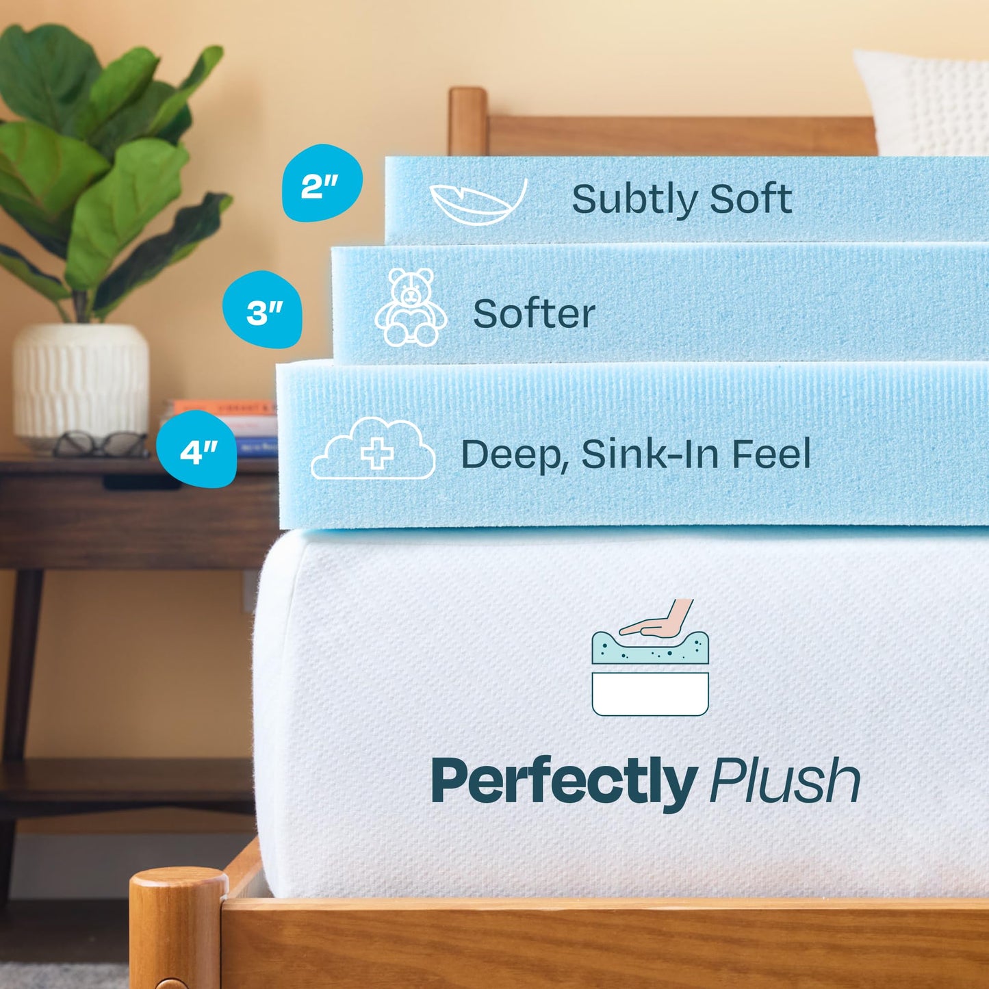 Linenspa Memory Foam Mattress Topper, Twin XL Size - 2 Inch Gel Infused Memory Foam - Plush Feel - Cooling and Pressure Relieving - CertiPUR Certified - Dorm Room Essentials