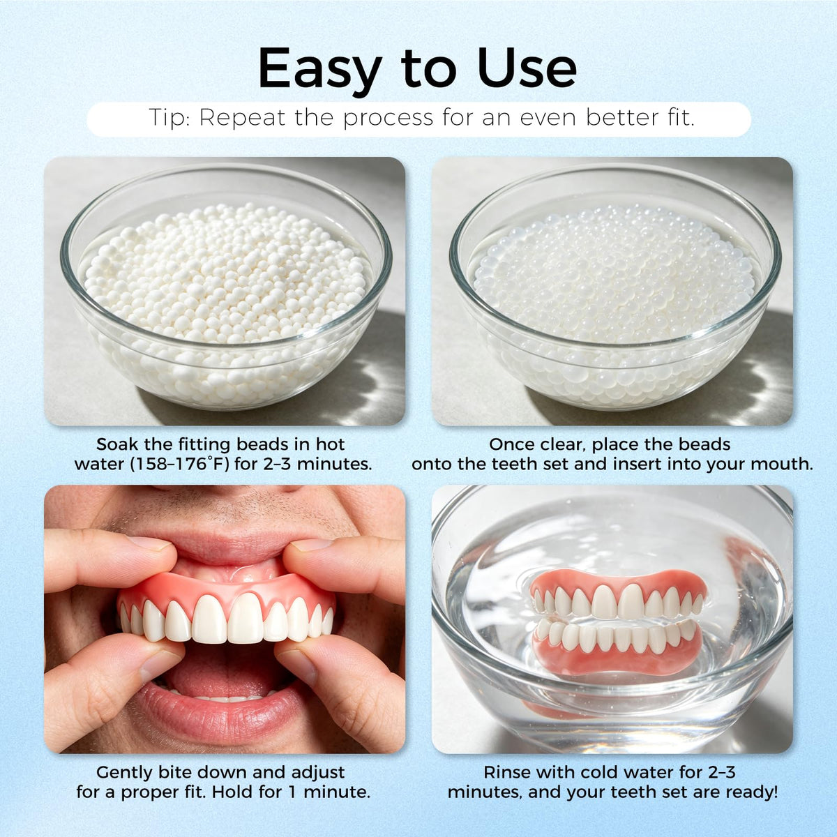 Upper & Lower Dentures, Moldable Kit