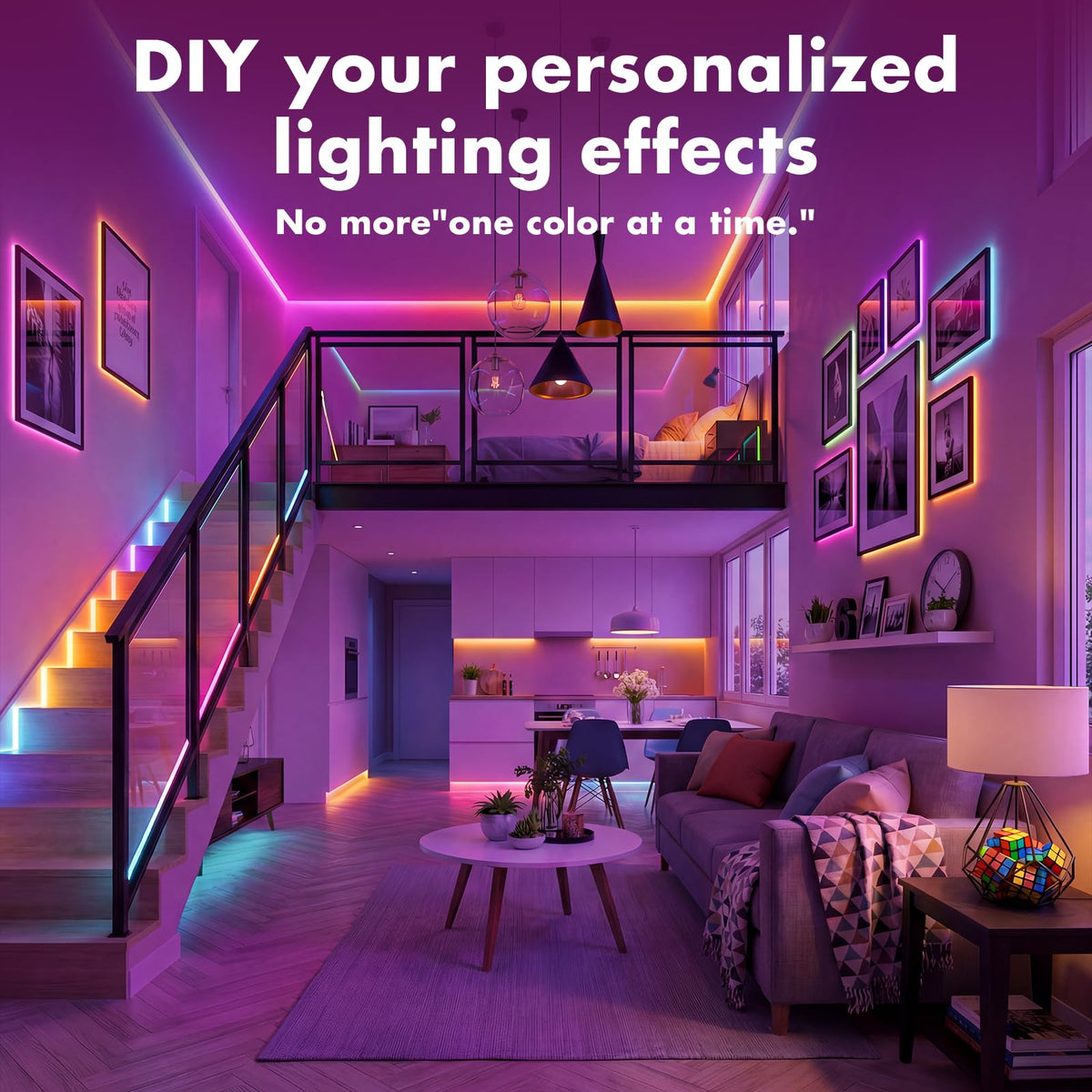 ERBTY LED Lights for Bedroom, 65.6FT IC RGB LED Strip Lights, Smart Control