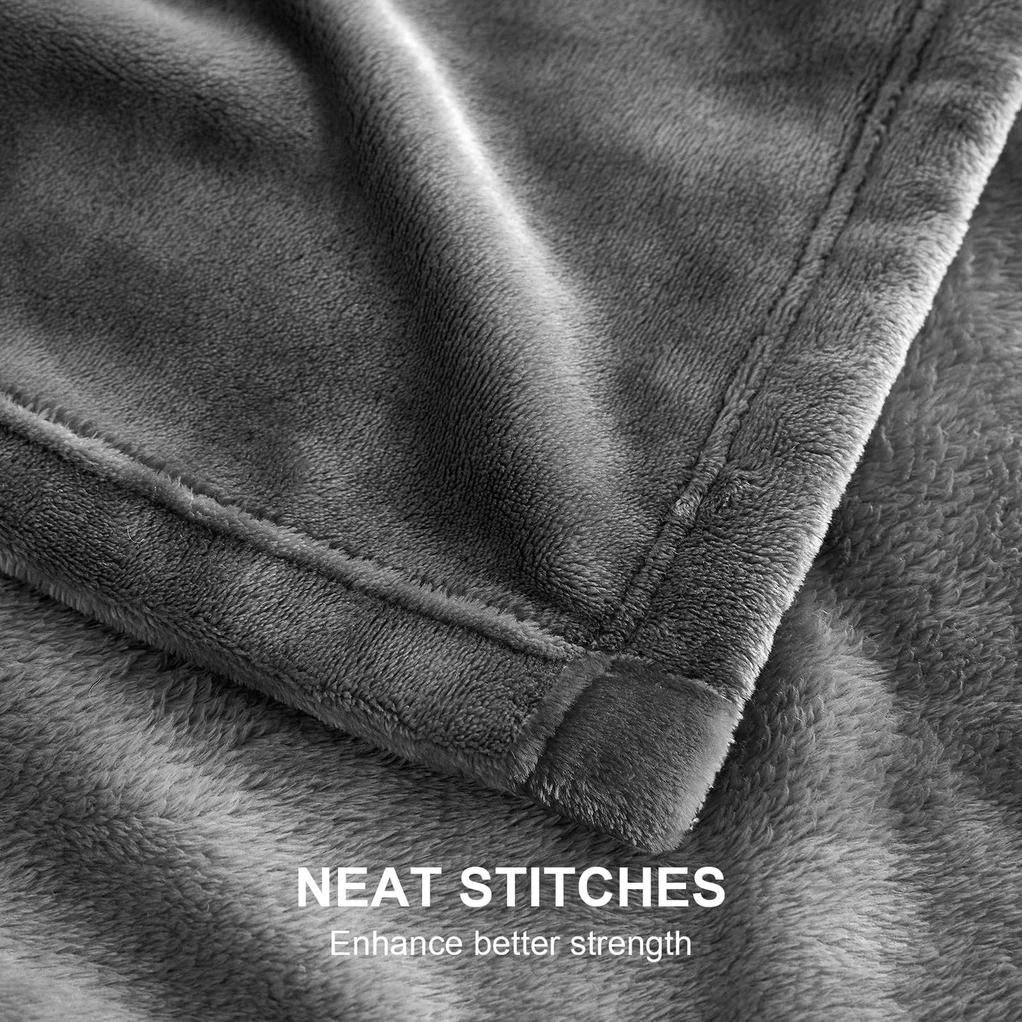 Hansleep Twin Grey Fleece Blanket, Soft Flannel Bed Blanket