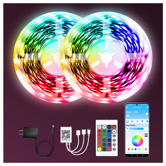 dalattin Led Lights for Bedroom 130ft (2 Rolls of 65.6ft), Led Strip Lights with Remote & App Control, LED Light Strips for Decorative Purposes