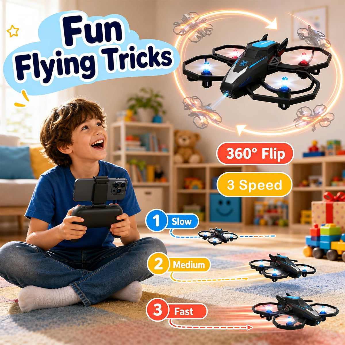 Drones for Kids with 1080P Camera，Remote Control RC Quadcopter for Beginner