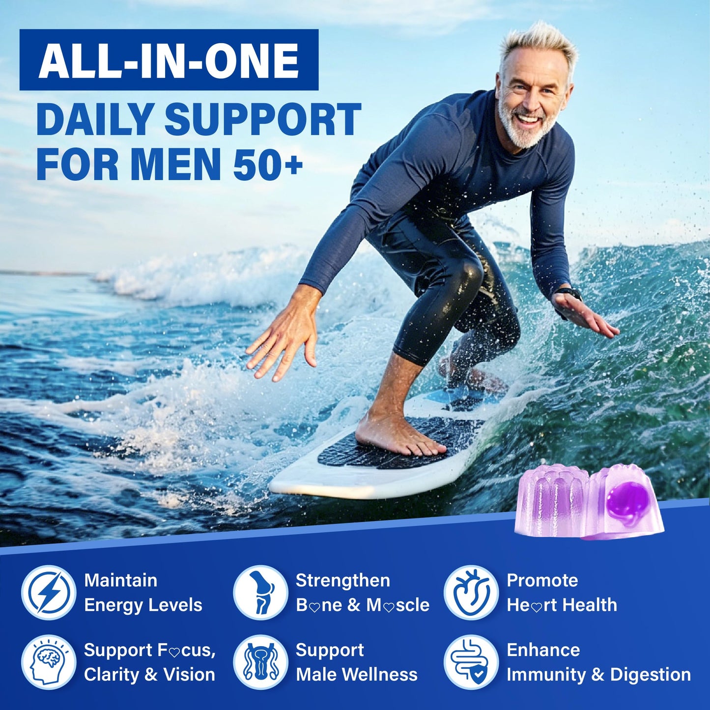 Multivitamin Gummies for Men 50+ - Sugar Free Methylated Multivitamin Gummy