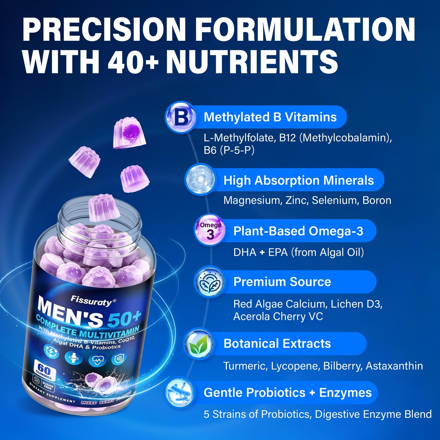 Multivitamin Gummies for Men 50+ - Sugar Free Methylated Multivitamin Gummy