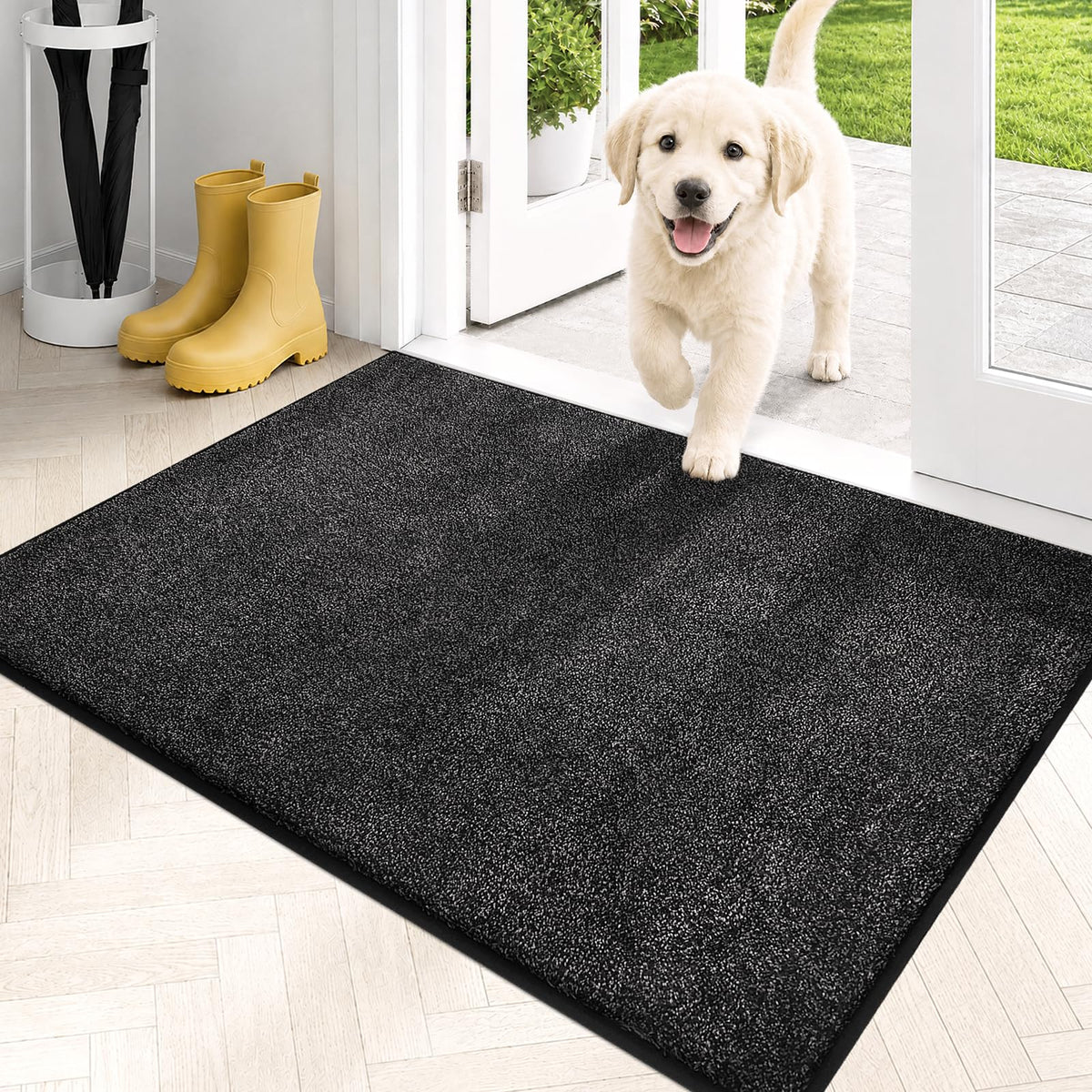 PURRUGS Dirt Trapping Indoor Door Mat, 24" x 35.5", Charcoal