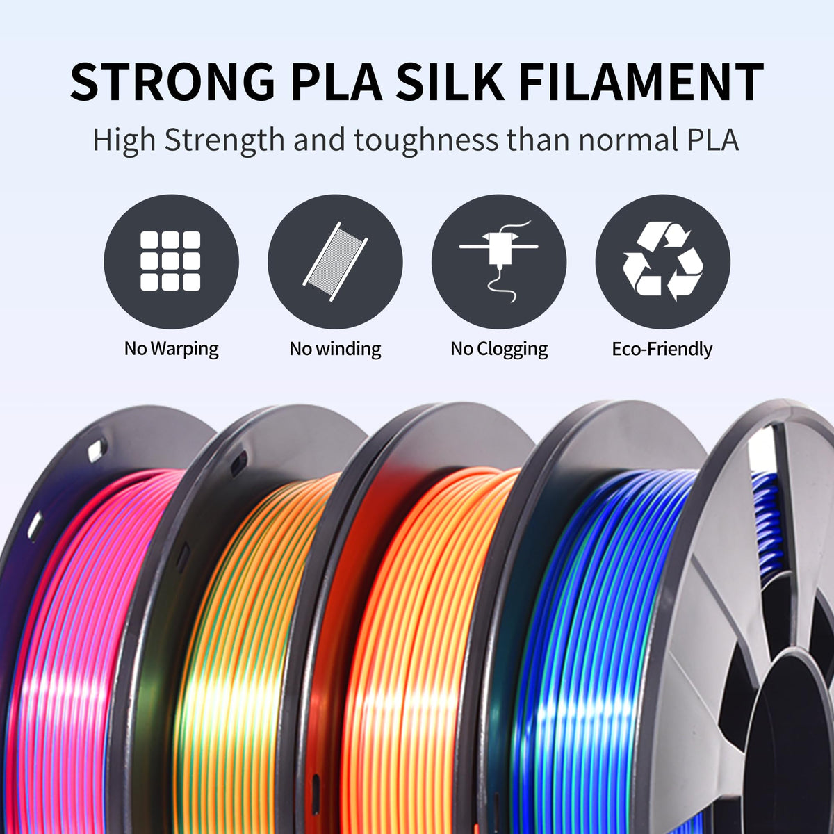 RAMBERY Silk Dual Color PLA Filament 1.75mm, Multi-Color, 4 Spools