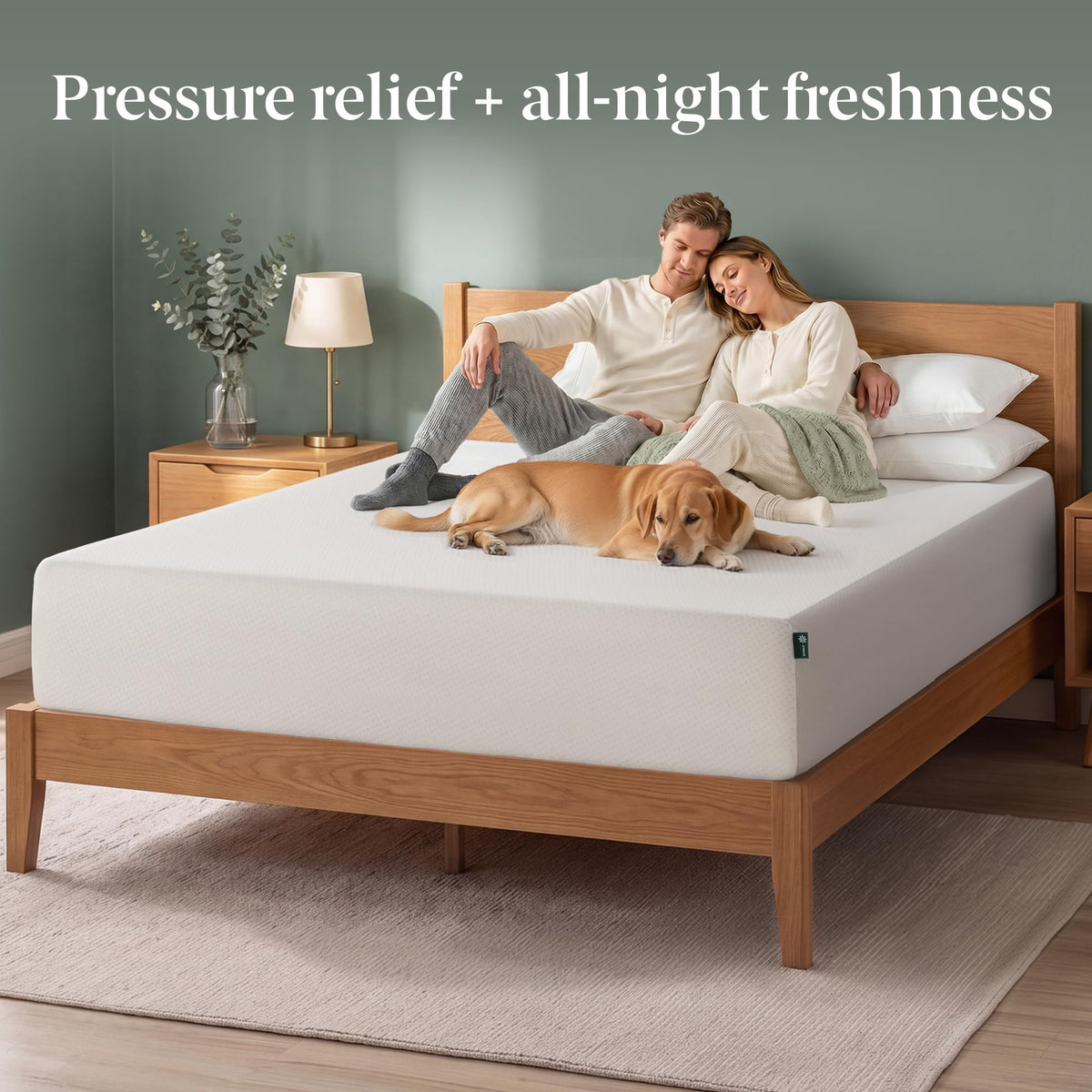 Zinus Memory Foam 12 Inch Green Tea Mattress, King, White