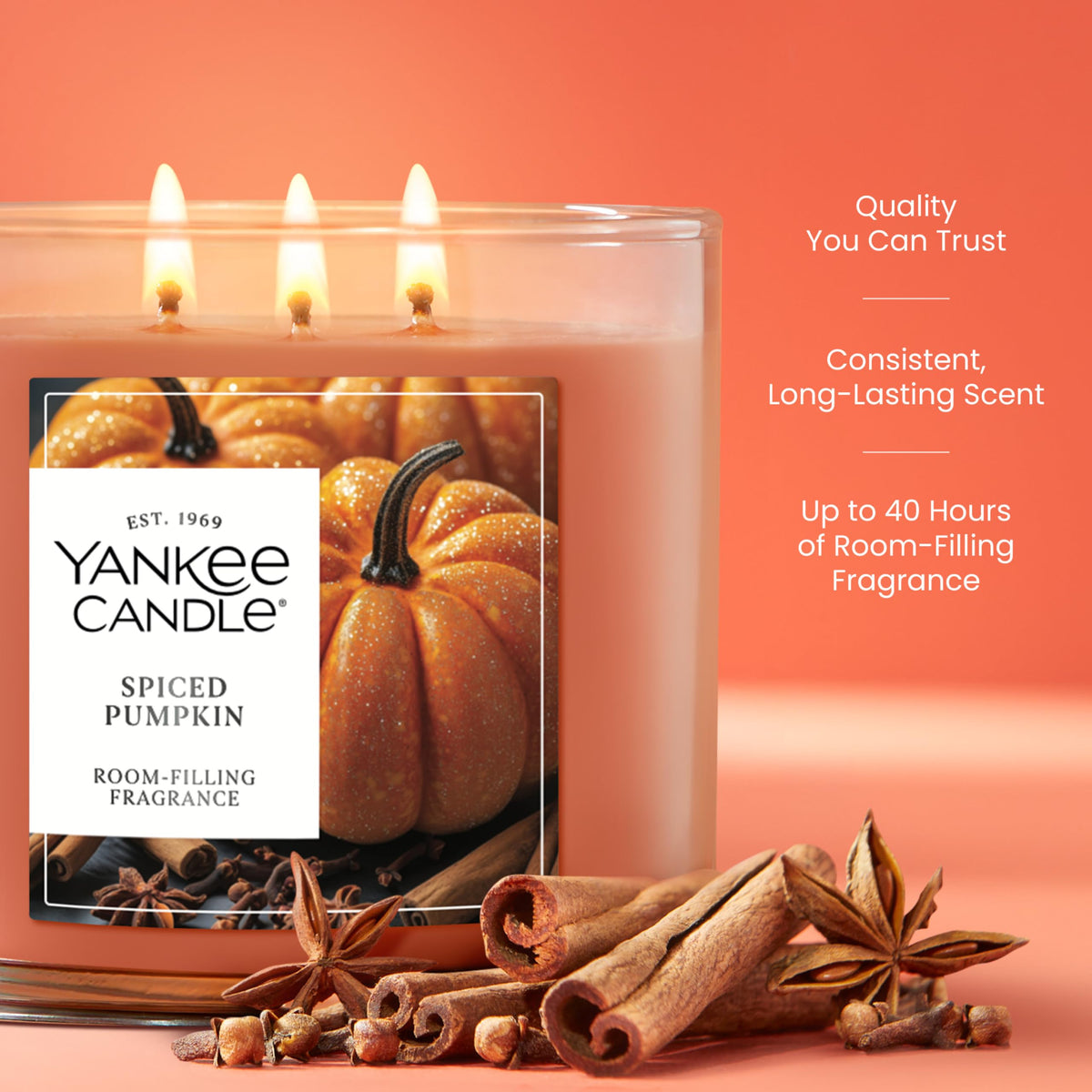 Yankee Candle Spiced Pumpkin Scented Candle, 14.5oz 3-Wick