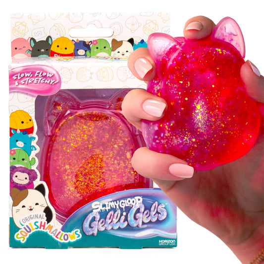 Original Squishmallows™ SLIMYGLOOP Pink Gelli Gels™, Slow Rising Sensory Squeeze Toy with Glitter, Gel Filled Fidget Toys