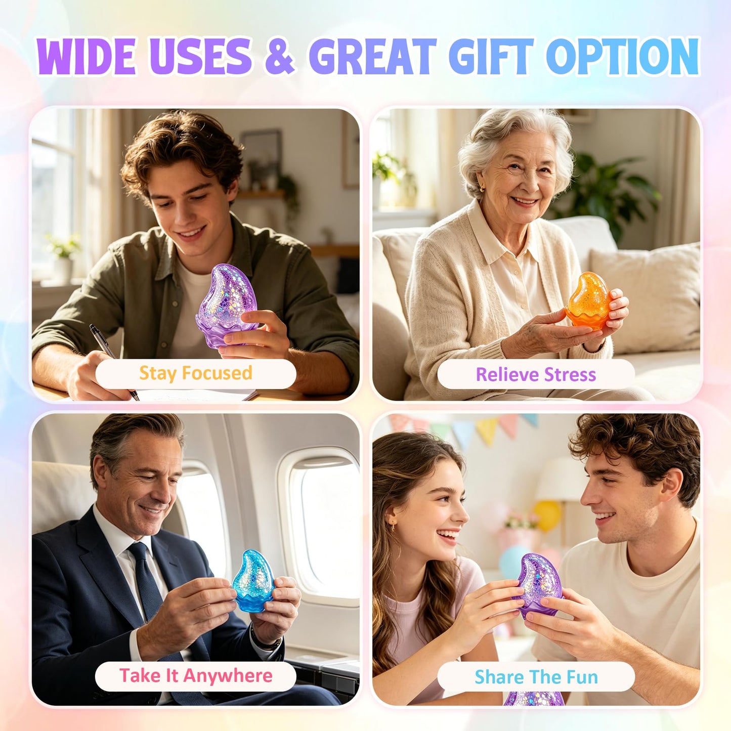 Water Drop Squishy Fidget Toys, Slow Rise Squishy Stress Balls Relief Toy, Squeeze Squishies Toys for Anxiety Relief, Sensory Squeeze Ball for Kids Adults, Office Classroom Party Favors