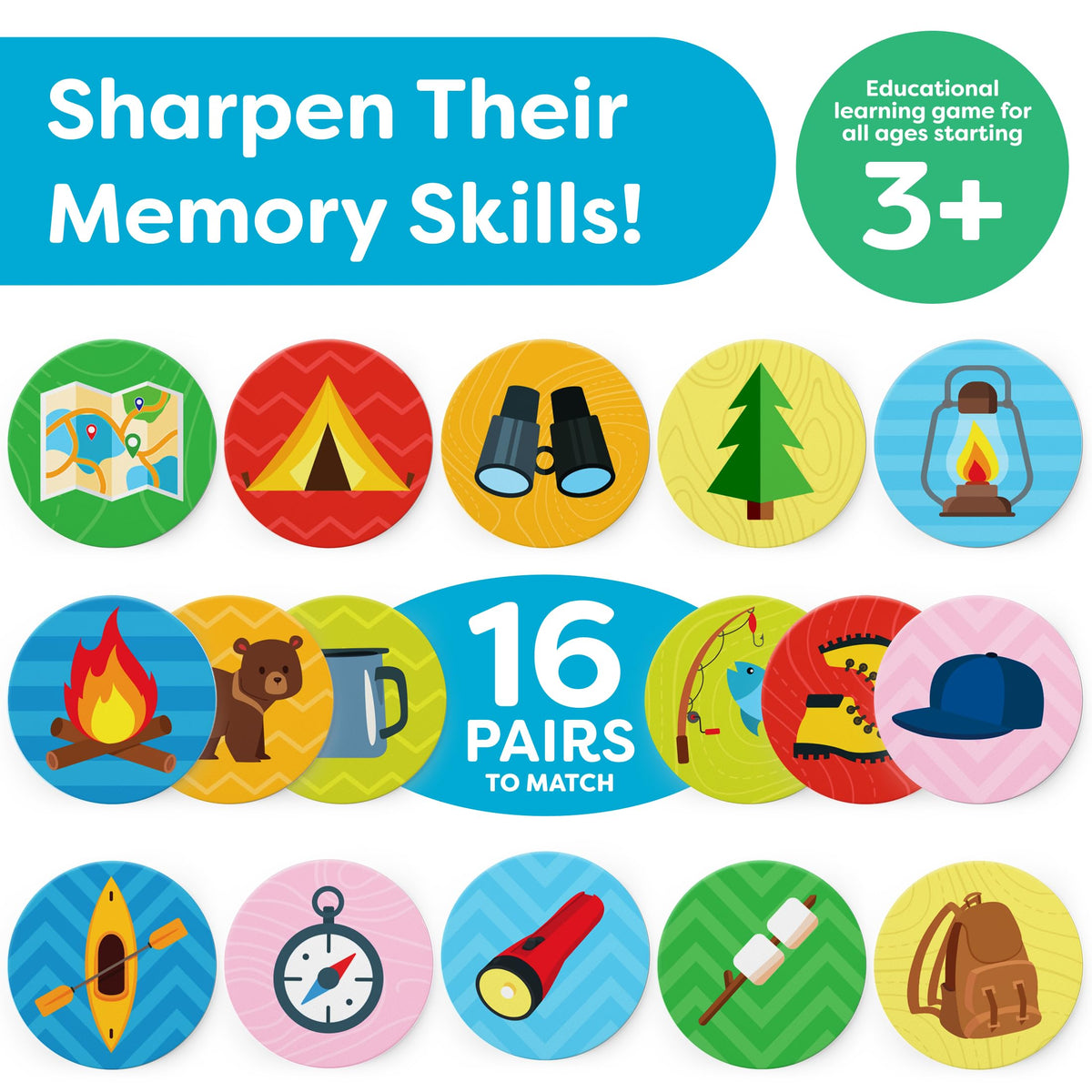 Matching Memory Games for Kids Ages 4-8 - Camping Games & Toys for Kids